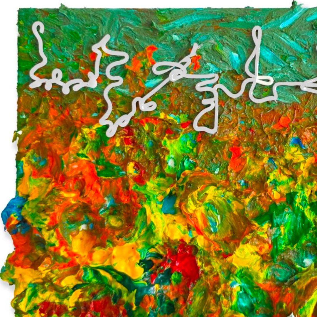 Humming Letter #141 - Green Abstract Painting by Ji-an Kwon