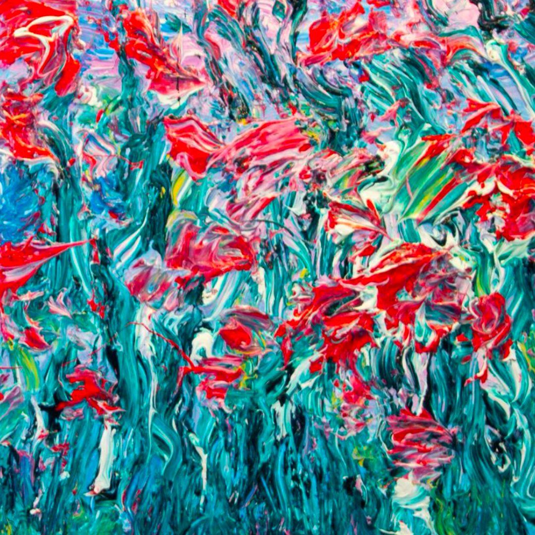 Humming Letter #64 (2023) par Kwon Ji-an
Technique mixte sur toile  91 x 116.8 cm (35.8 x 46 in)
Humming Letter #64 de Kwon Ji-an est une expression évocatrice du mouvement, de l'émotion et de la profondeur sensorielle. Créée en 2023 dans le cadre