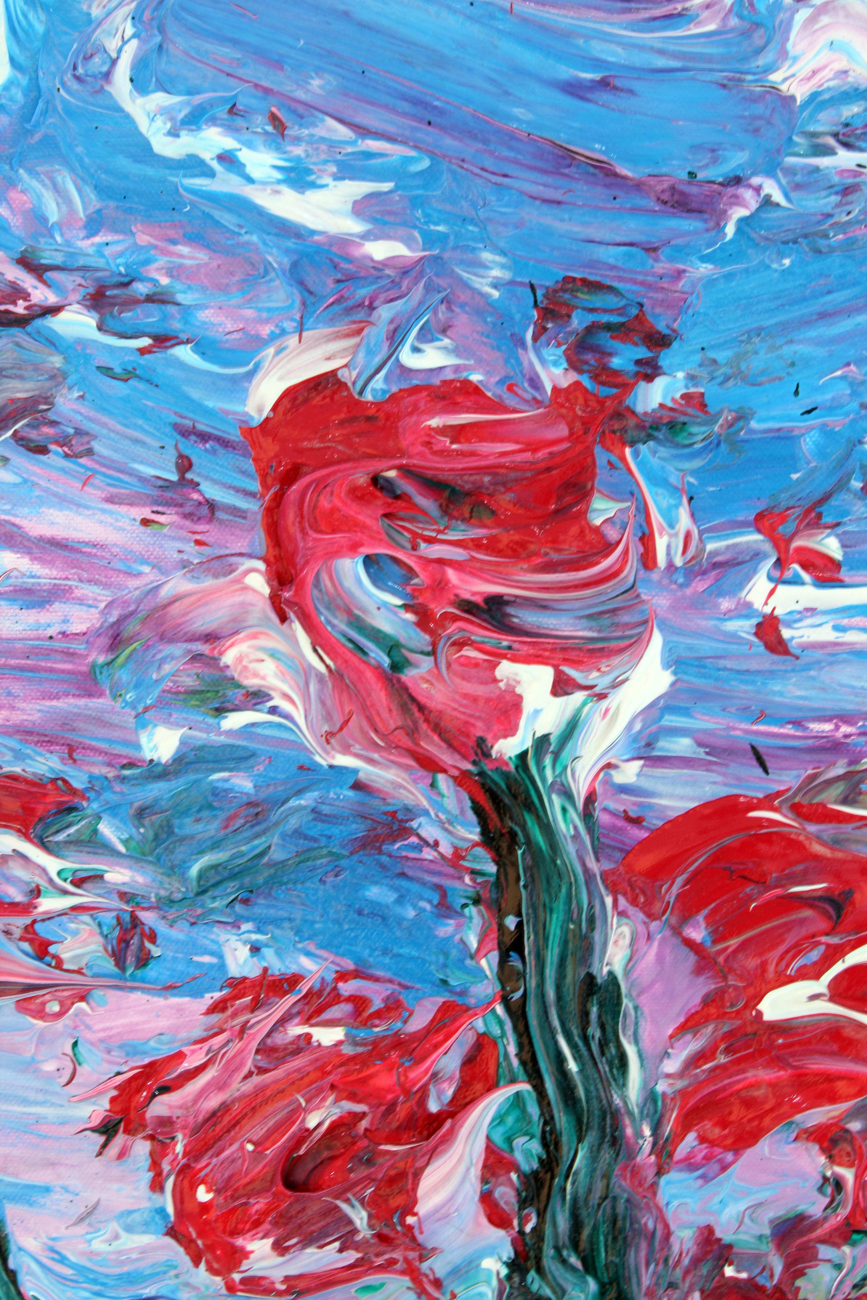 Humming Letter #64 - Blue Abstract Painting by Ji-an Kwon