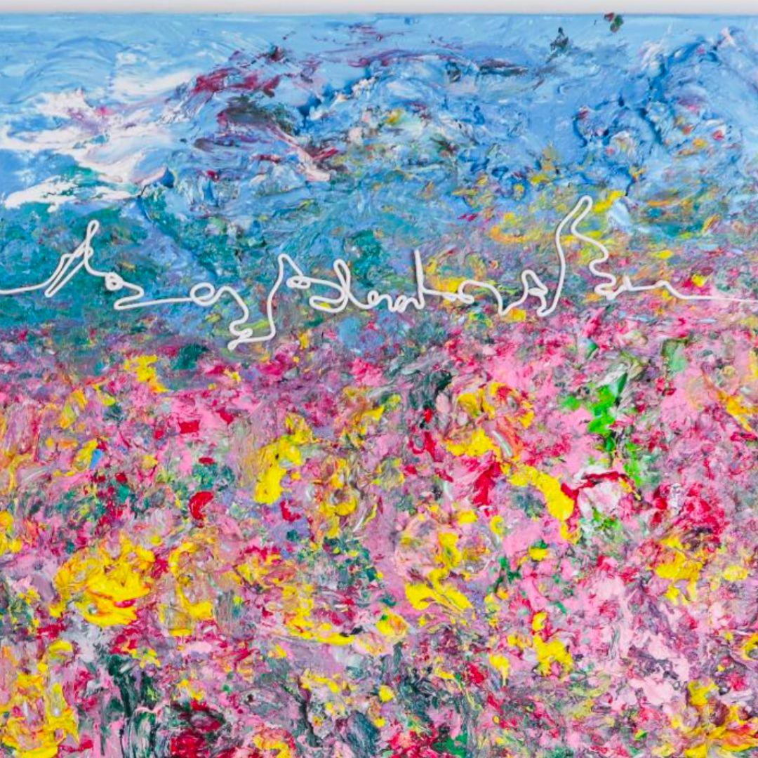 Technique mixte sur toile  91 x 116.8 cm (35.8 x 46 in)
Humming Letter #95 de Kwon Ji-an est une expression immersive de mouvement et de couleur, une extension vibrante de sa célèbre série Humming Letter. Cette œuvre traduit l'énergie du son en un