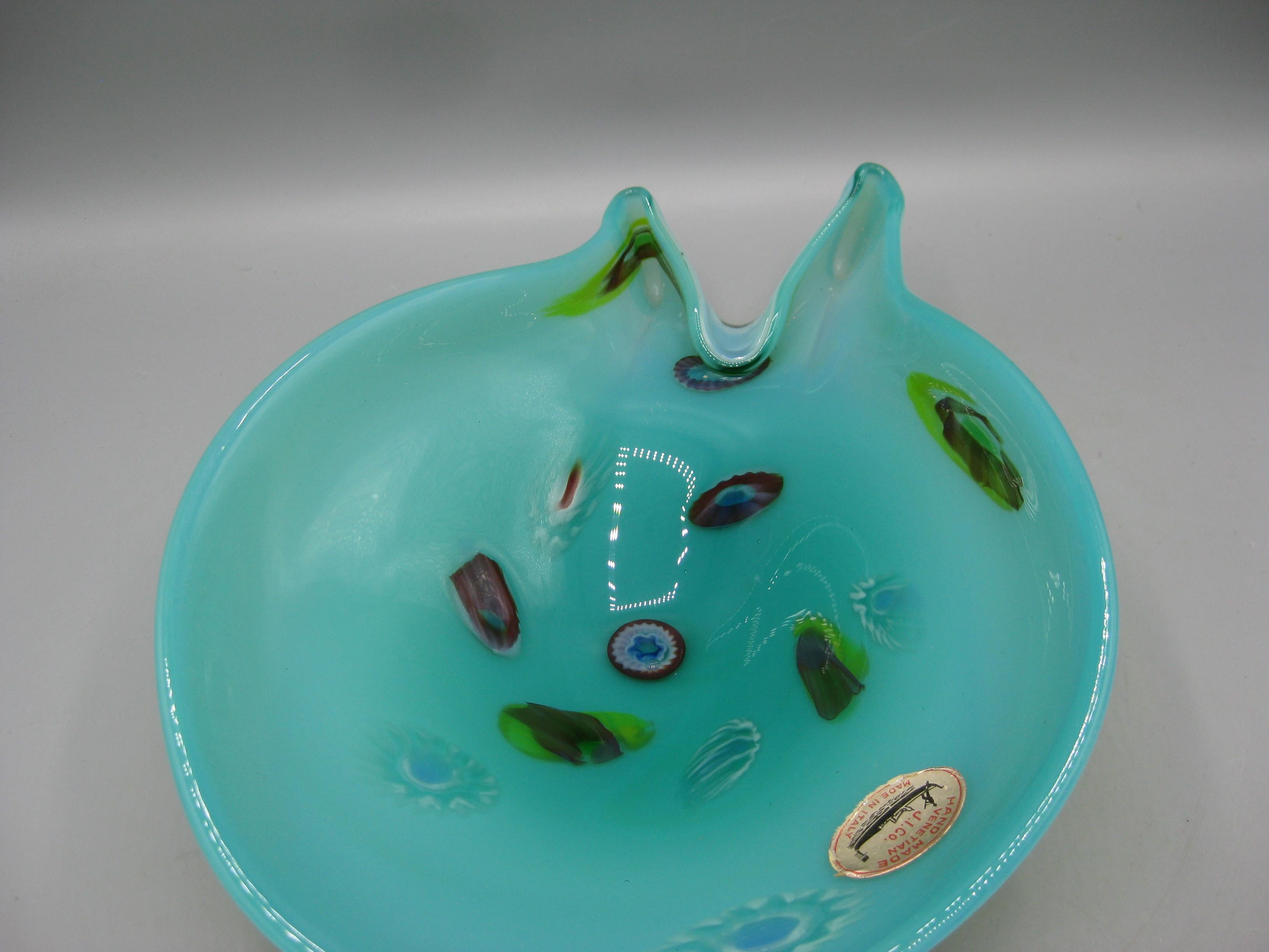 J.I. Co. Venetian Fratelli Toso Murano Art Glass Millefiori Abstract Bowl Italy en venta 7