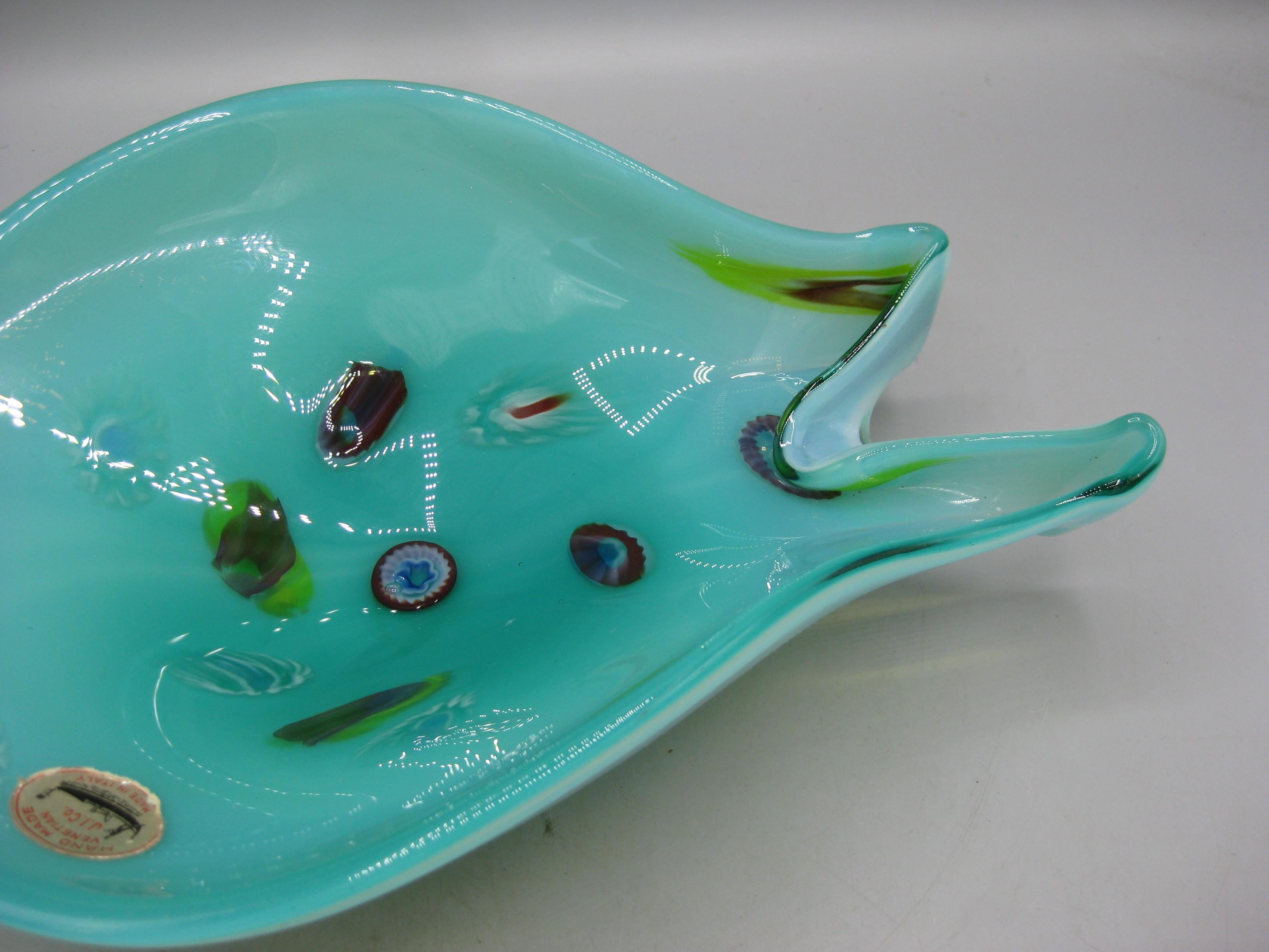 J.I. Co. Venetian Fratelli Toso Murano Art Glass Millefiori Abstract Bowl Italy Italiano en venta