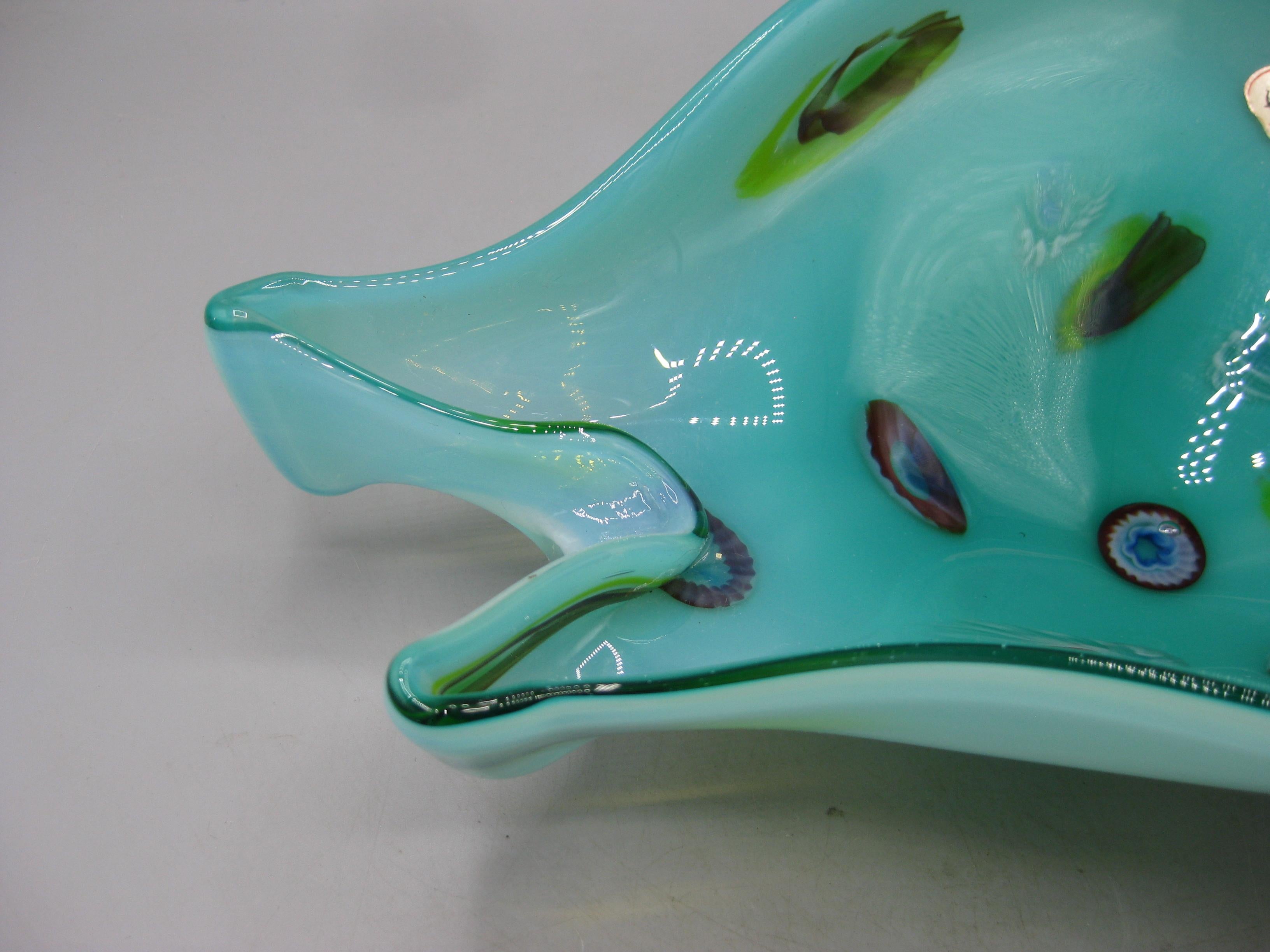J.I. Co. Venetian Fratelli Toso Murano Art Glass Millefiori Abstract Bowl Italy Vidrio artístico en venta