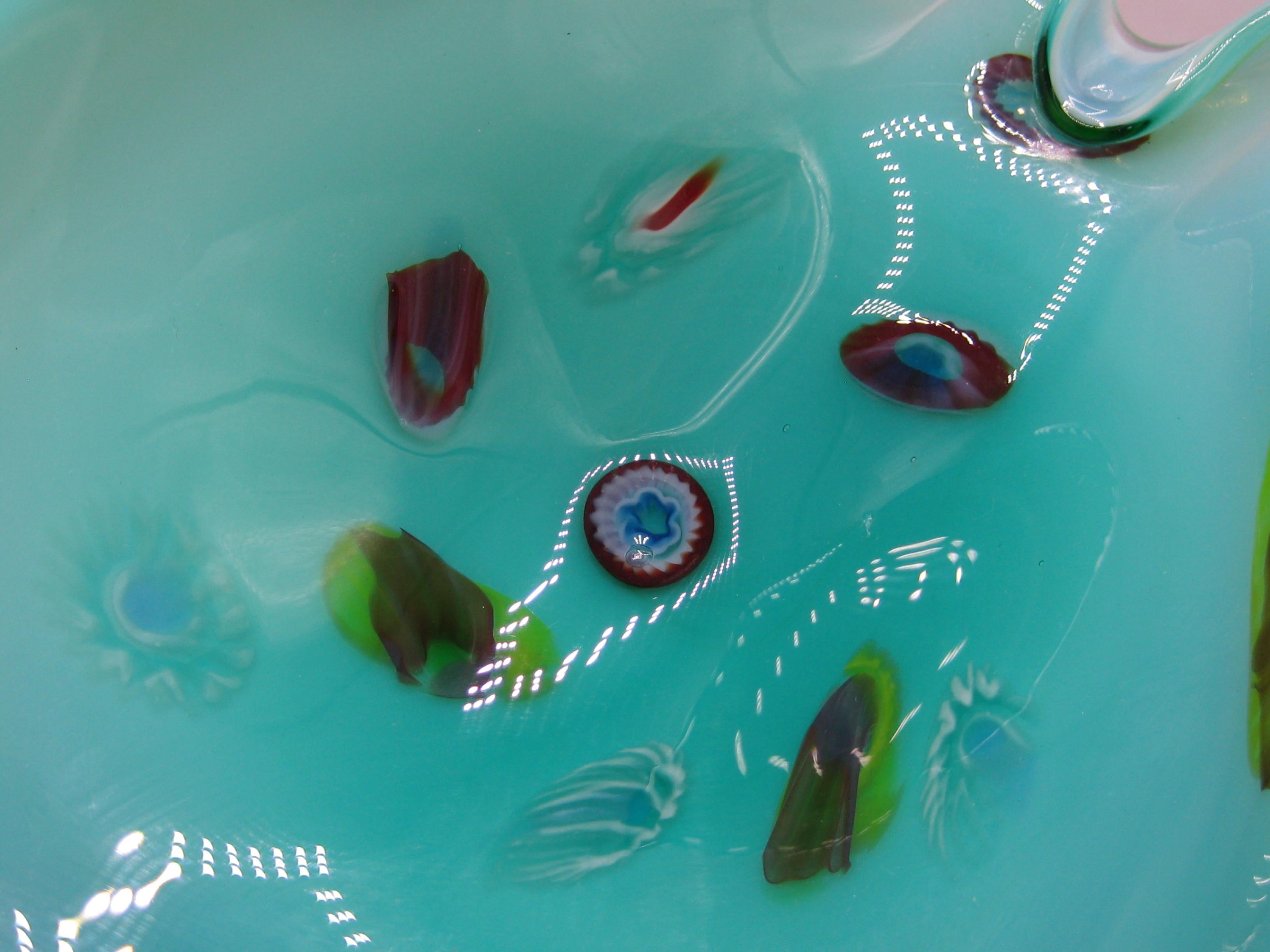 J.I. Co. Venetian Fratelli Toso Murano Art Glass Millefiori Abstract Bowl Italy en venta 1