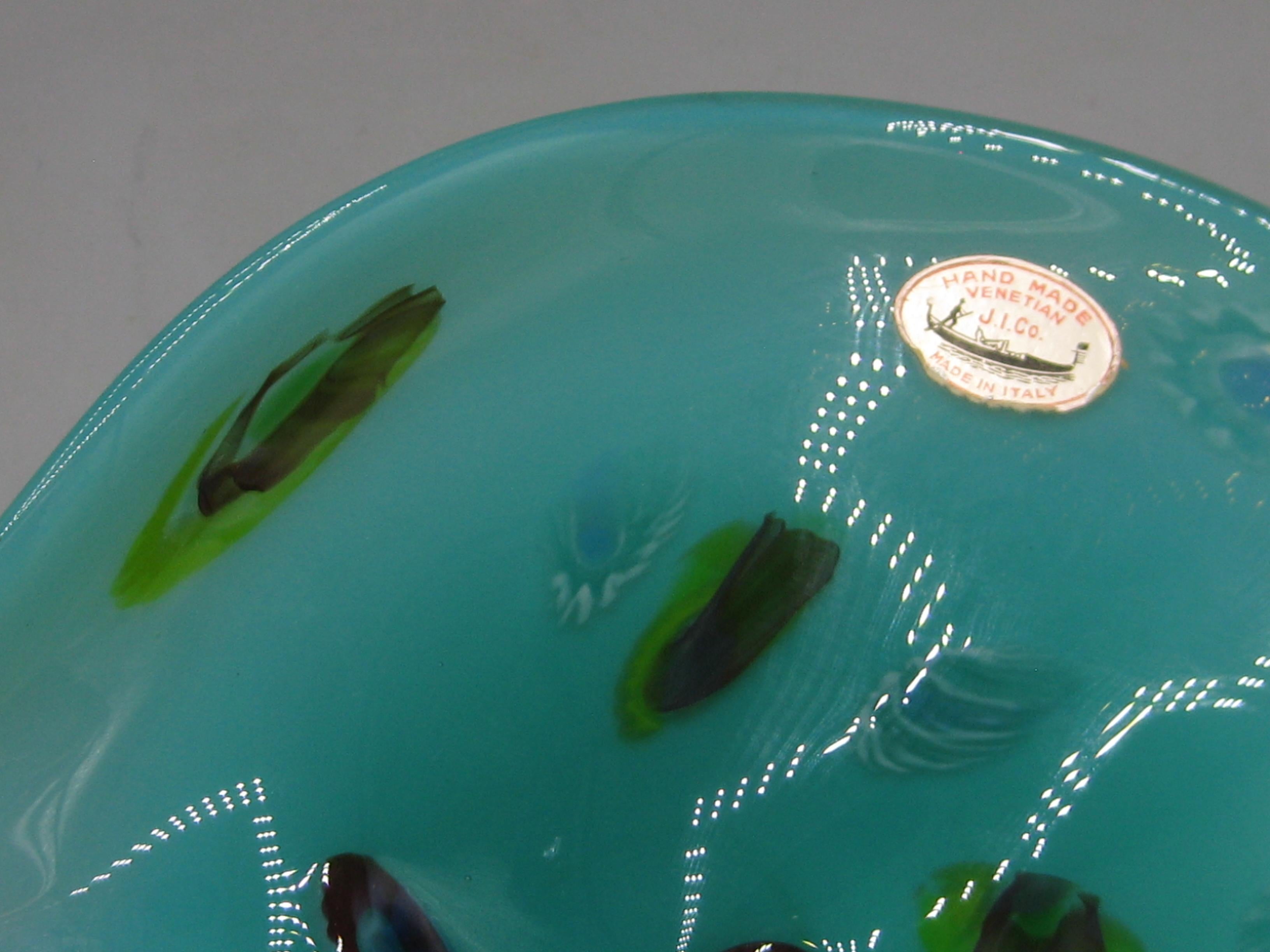 J.I. Co. Venetian Fratelli Toso Murano Art Glass Millefiori Abstract Bowl Italy en venta 3