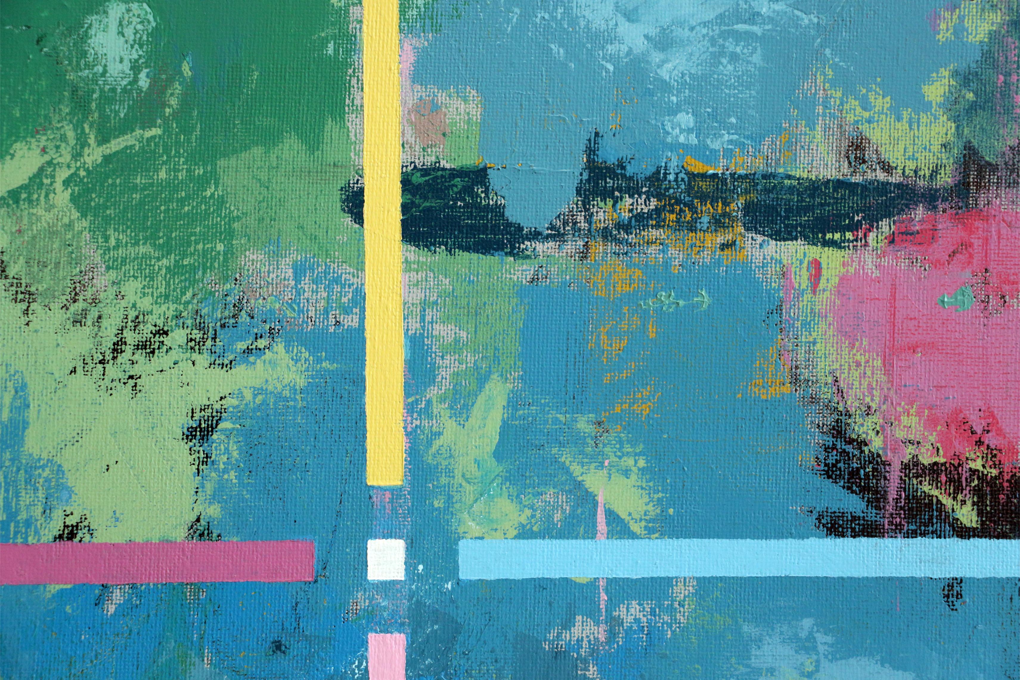 Art contemporain chinois de Yuan Yuan - Différent n° 3 - Bleu Abstract Painting par Jia Yuan-Hua 