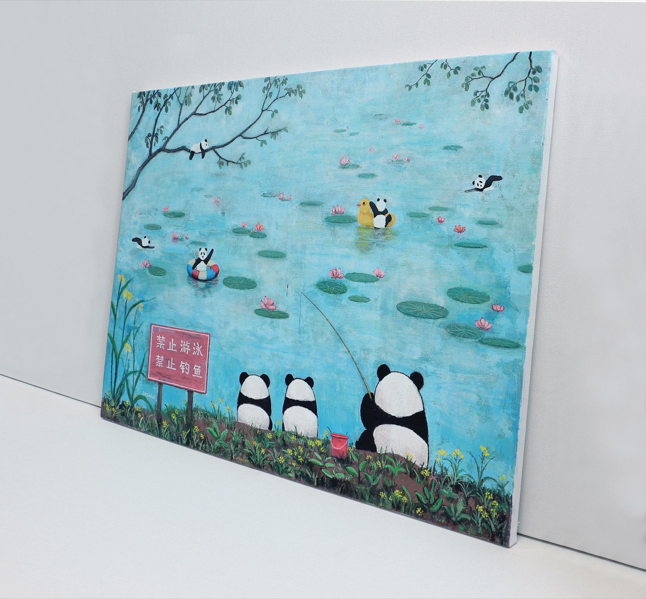 Acrylique sur toile 

Les pandas sont considérés comme des trésors nationaux en Chine, et il n'y en a qu'un millier dans le monde, qui quittent la Chine. Ils sont très bien protégés. 

Dans de nombreux parcs, même si un panneau indique qu'il est