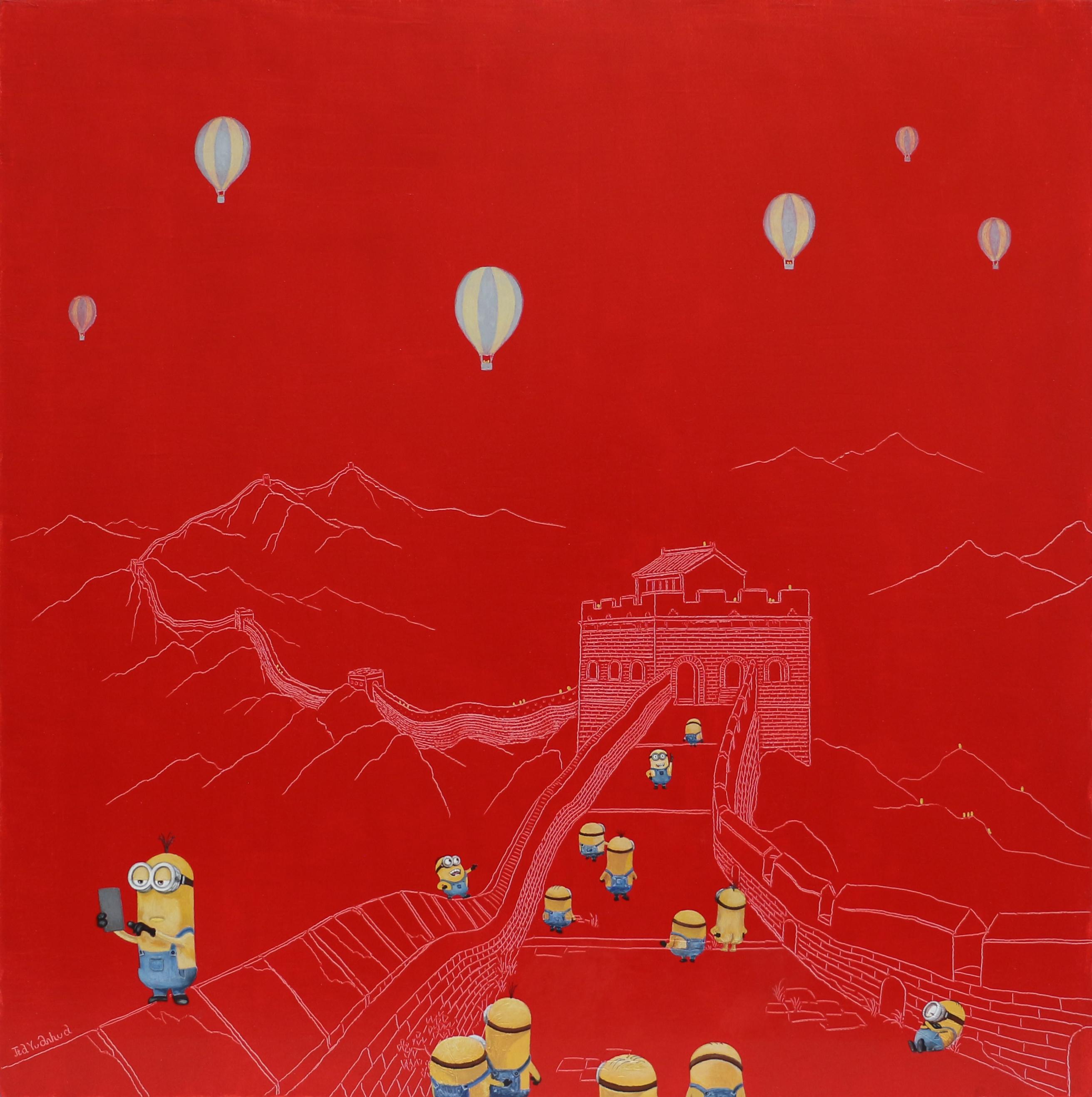 Artwork sold framed: 76 x 76 x 5,5 cm. The Great Wall of China is well known in the world. Tens of millions of tourists from all over the world come to visit it every year. In fact, most tourist attractions in the world are overcrowded. The result