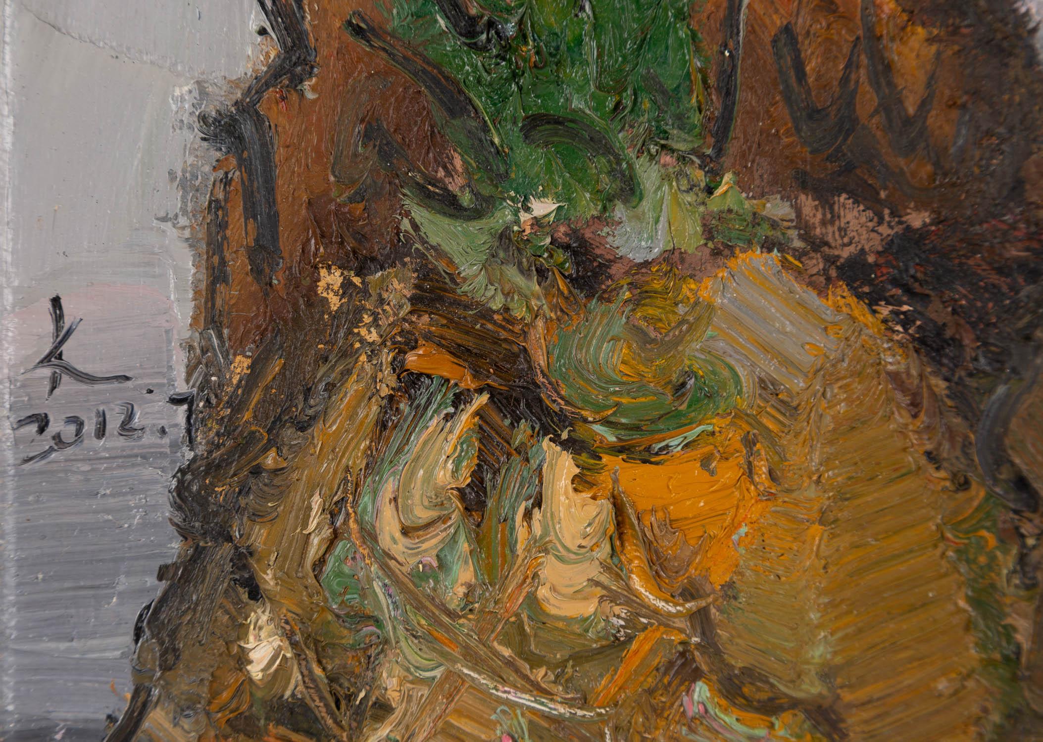 Jiabang Kang Impressionistisches Original Ölgemälde auf Leinwand „ Ananas“ von Jiabang Kang im Angebot 6
