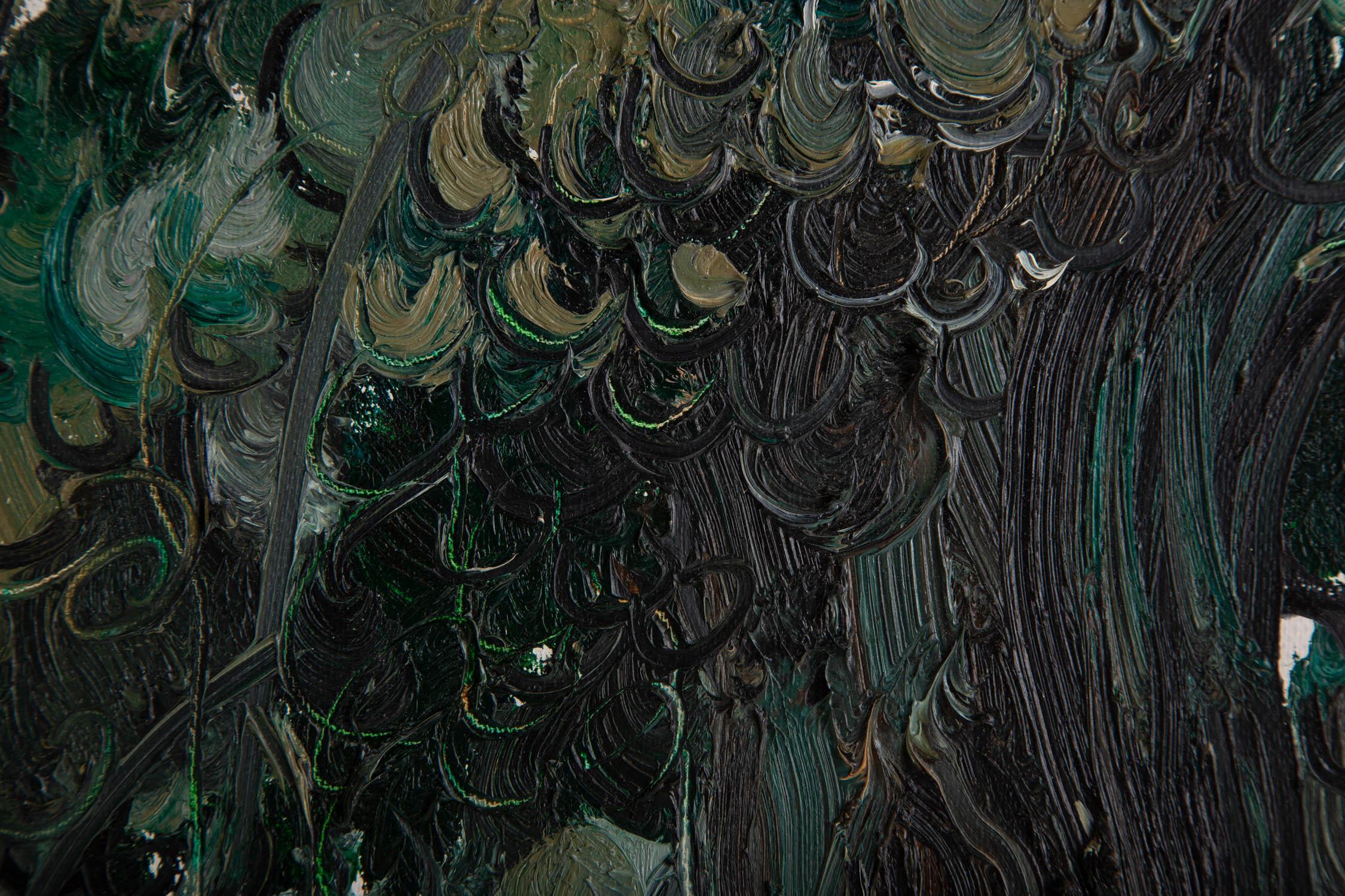 Peinture à l'huile originale impressionniste de Jiabang Kang « Cyprès » en vente 3