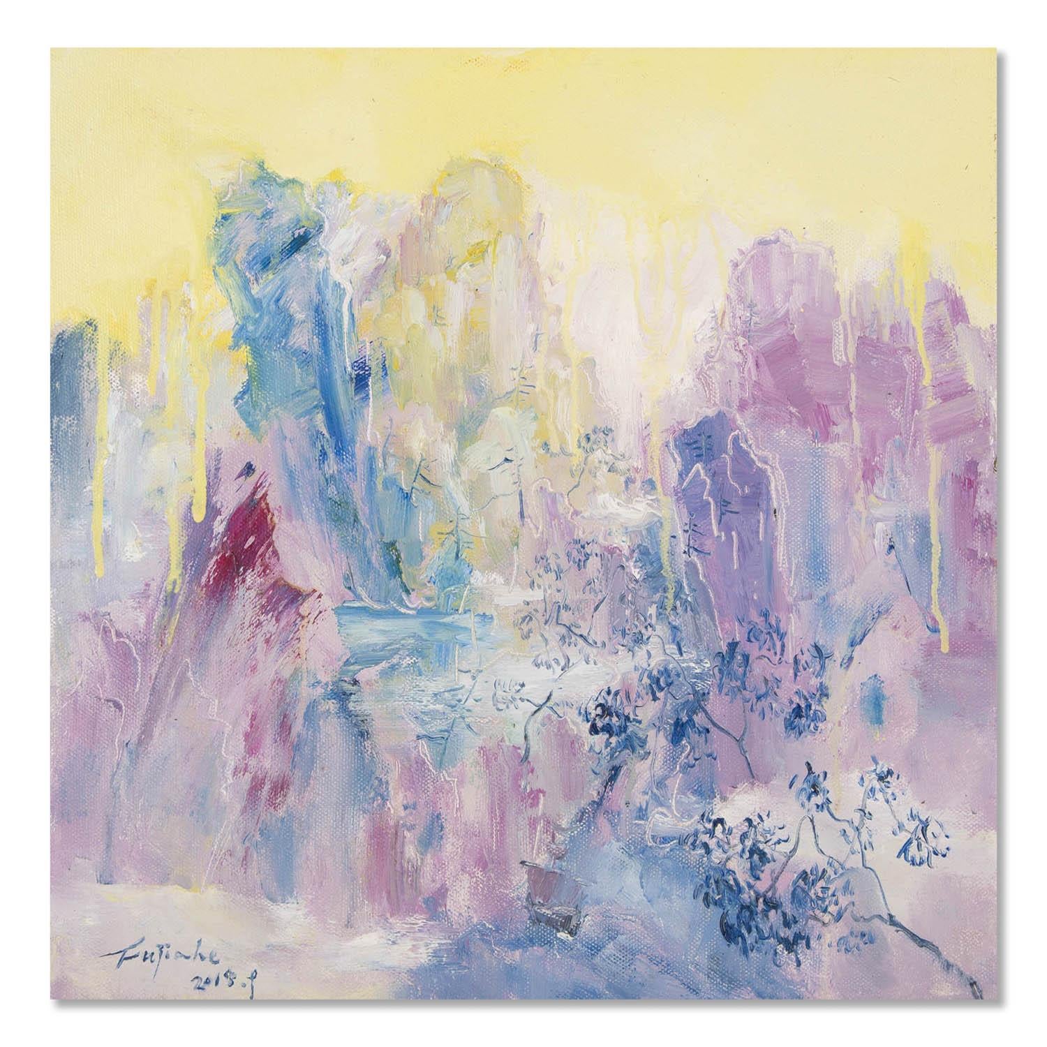  Title: Faint NO 9
 Medium: Oil on canvas
 Size: 19 x 19 inches
 Frame: Framing options available!
 Condition: The painting appears to be in excellent condition.
 
 Year: 2015
 Artist: Jiahe Fu
 Signature: Signed
 Signature Location: Lower left
