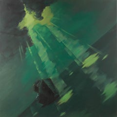 Jiahe Fu Paisaje acuático Óleo original sobre lienzo "Profundidades abstractas del océano"