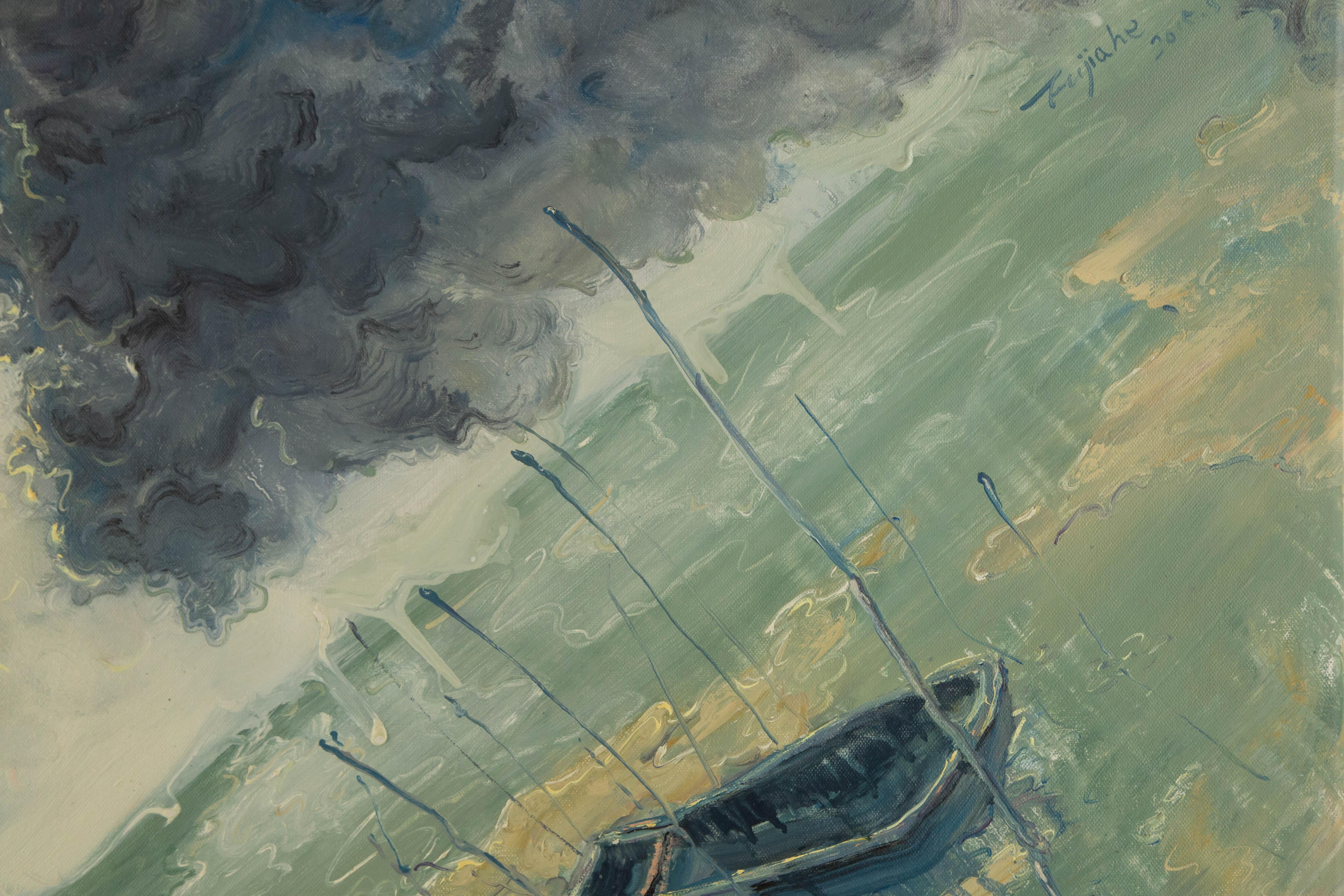 Jiahe Fu Waterscape Original Oil On Canvas 