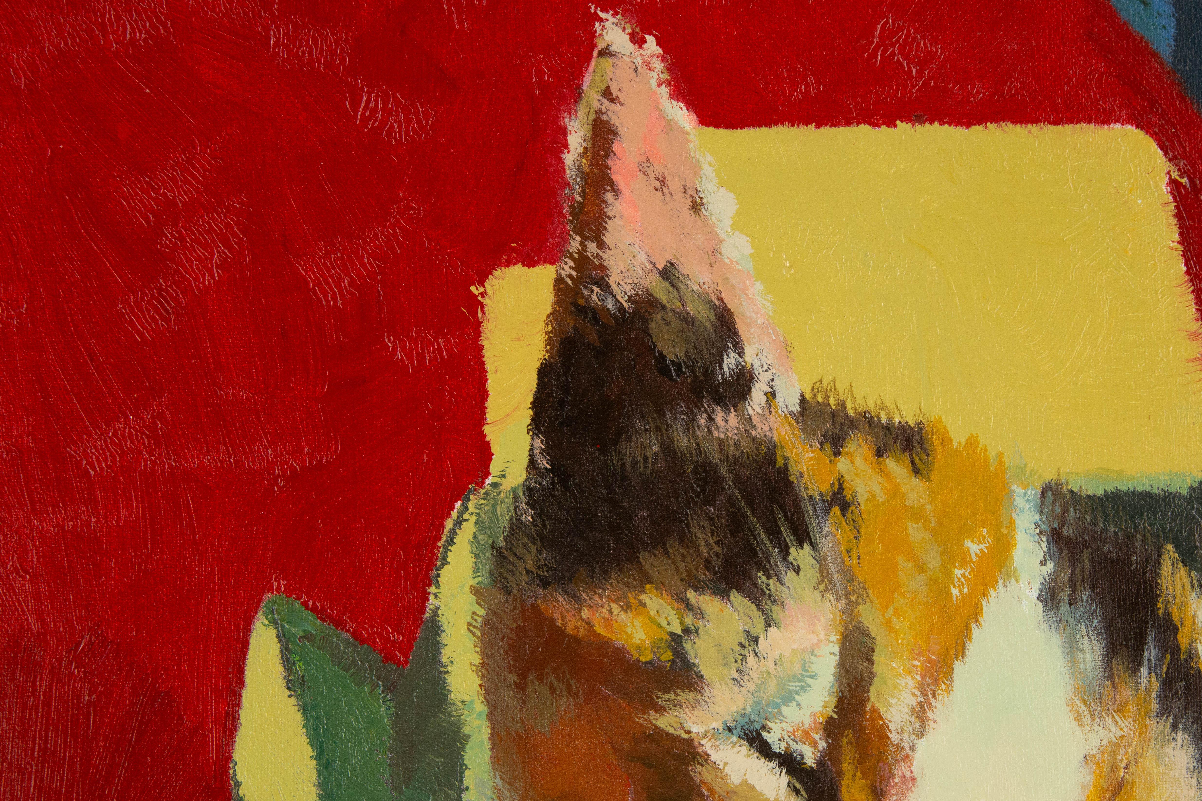 JiaLi Chen Tier Original Ölgemälde auf Leinwand „Calico Katze“ im Angebot 1
