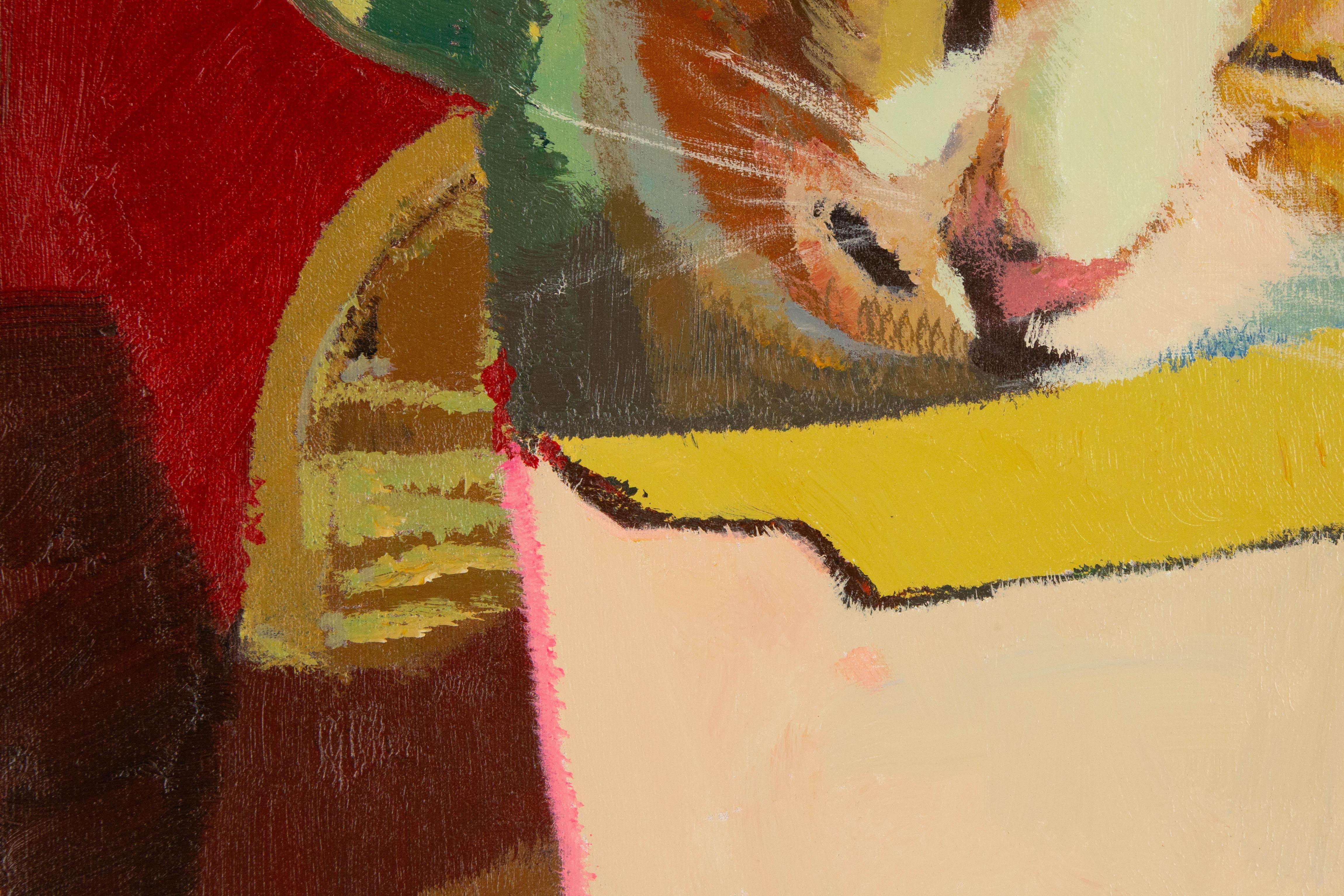 JiaLi Chen Tier Original Ölgemälde auf Leinwand „Calico Katze“ im Angebot 2