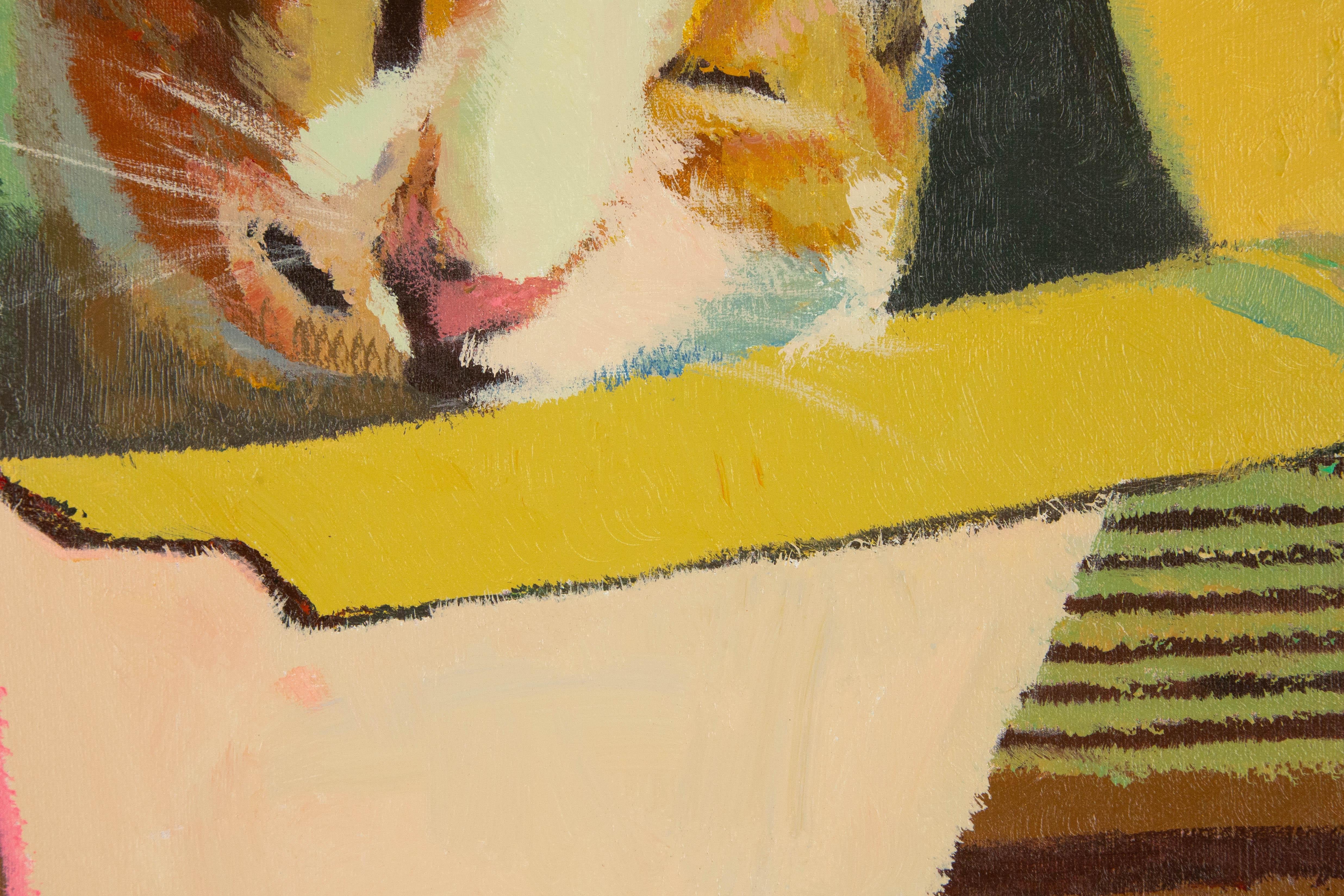 JiaLi Chen Tier Original Ölgemälde auf Leinwand „Calico Katze“ im Angebot 4