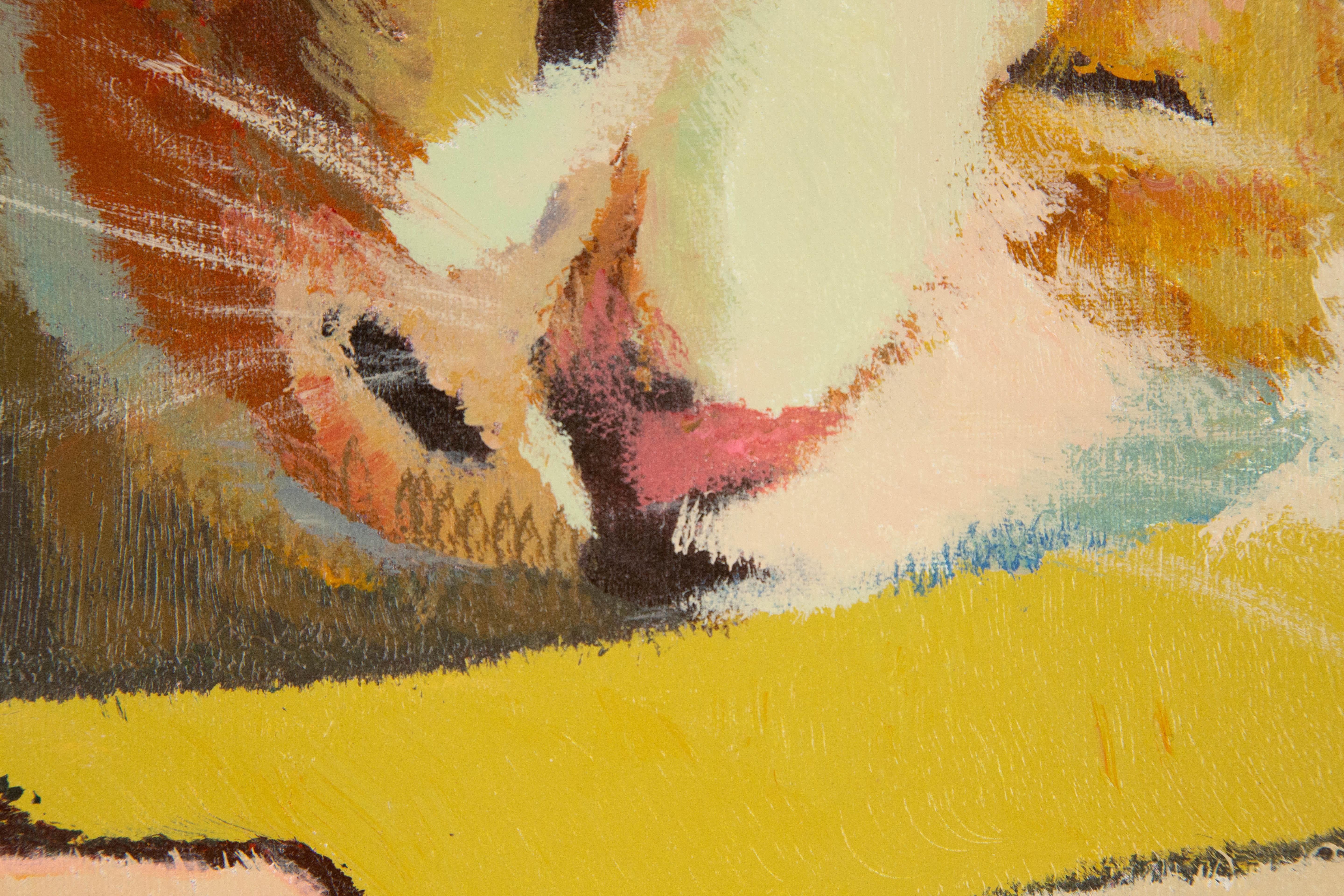 JiaLi Chen Tier Original Ölgemälde auf Leinwand „Calico Katze“ im Angebot 6