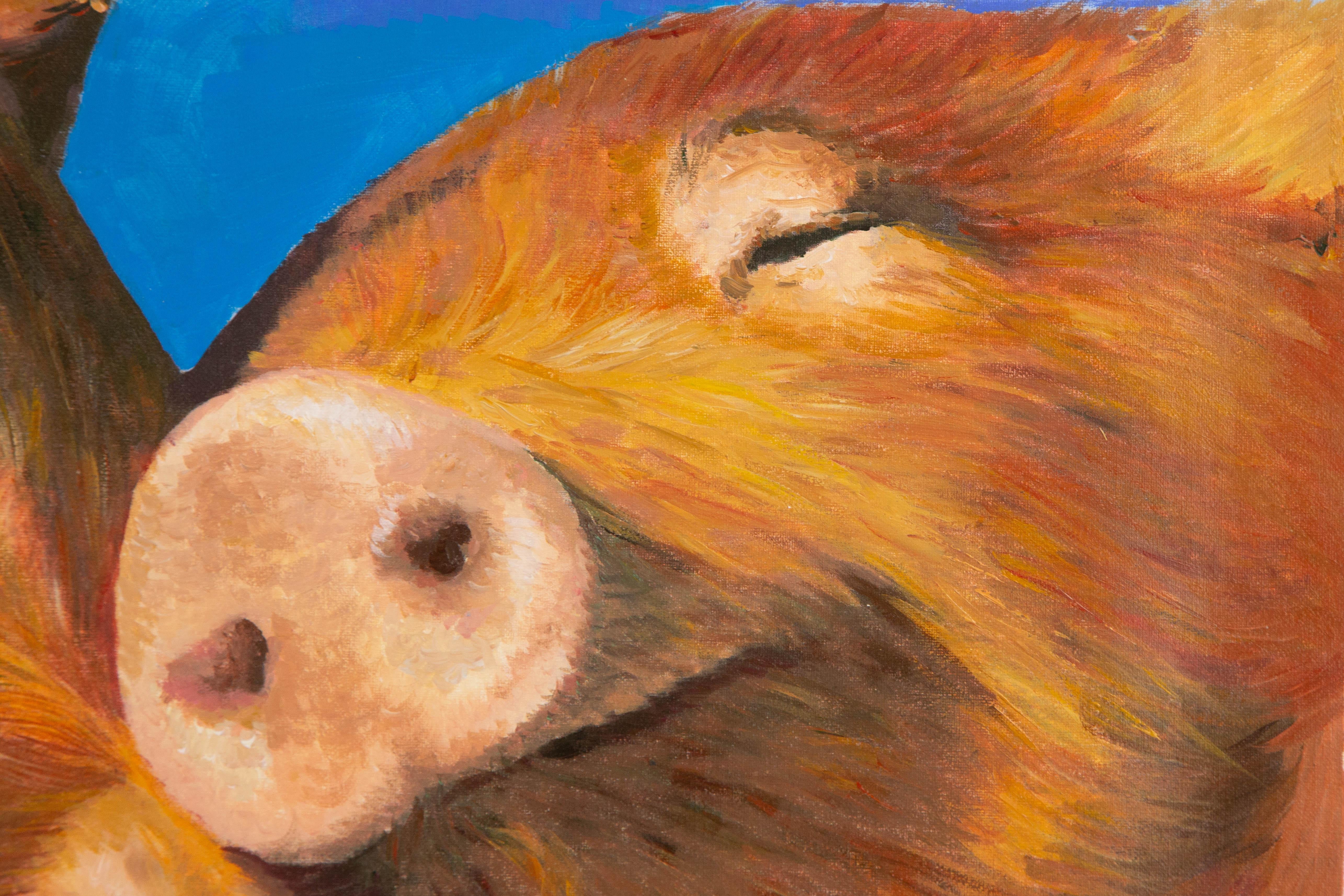 Title: Nuzzles
 Medium: Oil on canvas
 Size: 15.5 x 23.5 inches
 Frame: Framing options available!
 Condition: The painting appears to be in excellent condition.
 Note: This painting is unstretched, shipped rolled unless stretching/framing is