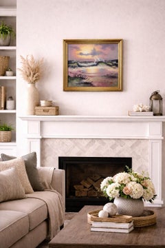 Seascape Oil Painting Signed Jian Ocean Waves Sunset, Impressionist Coastal Art