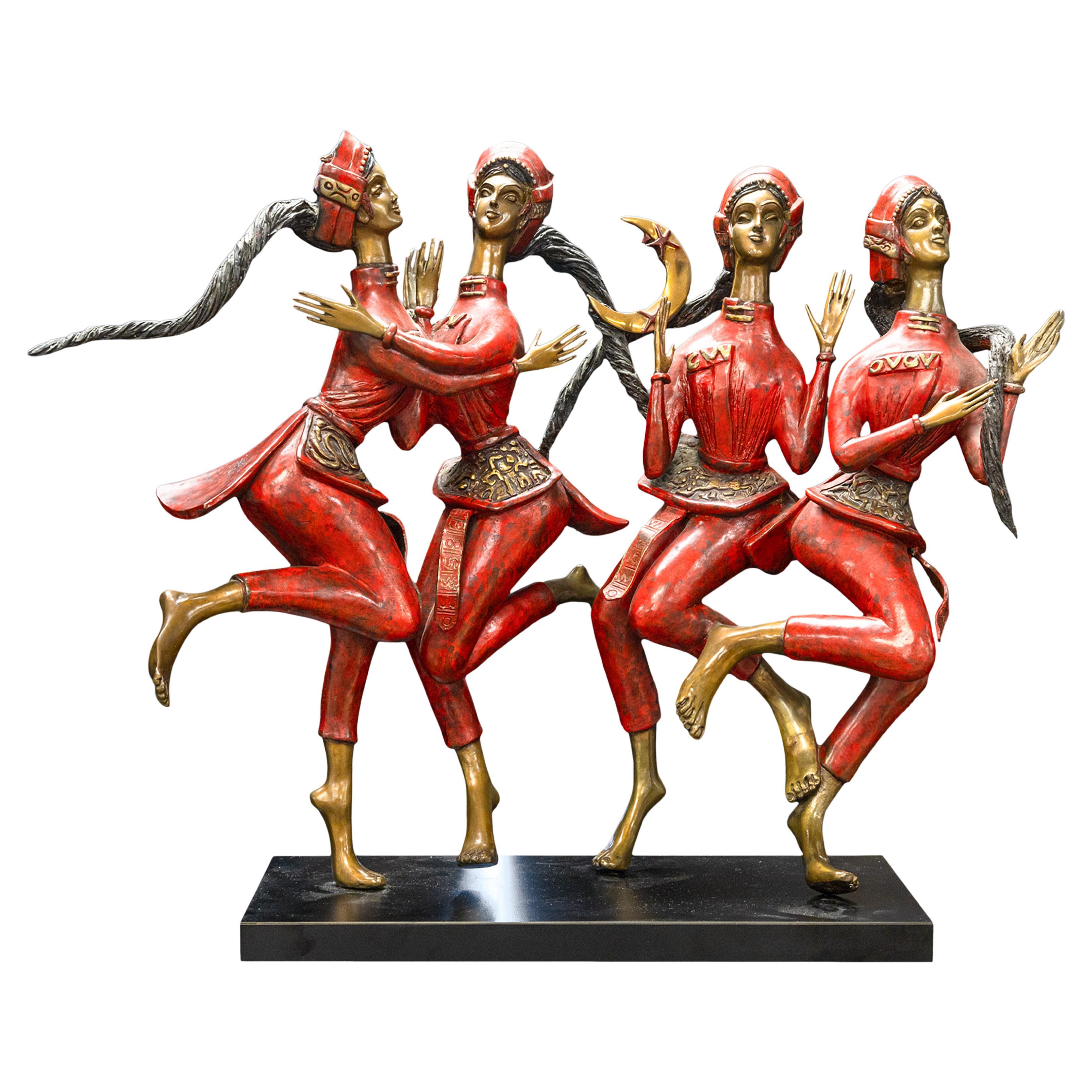 Jiang Tie Feng Bronze Sculpture Moonlight Dance