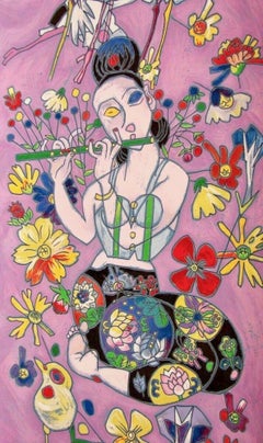 Four Songs of Spring, Limited Edition Silkscreen on Canvas, Jiang Tiefeng