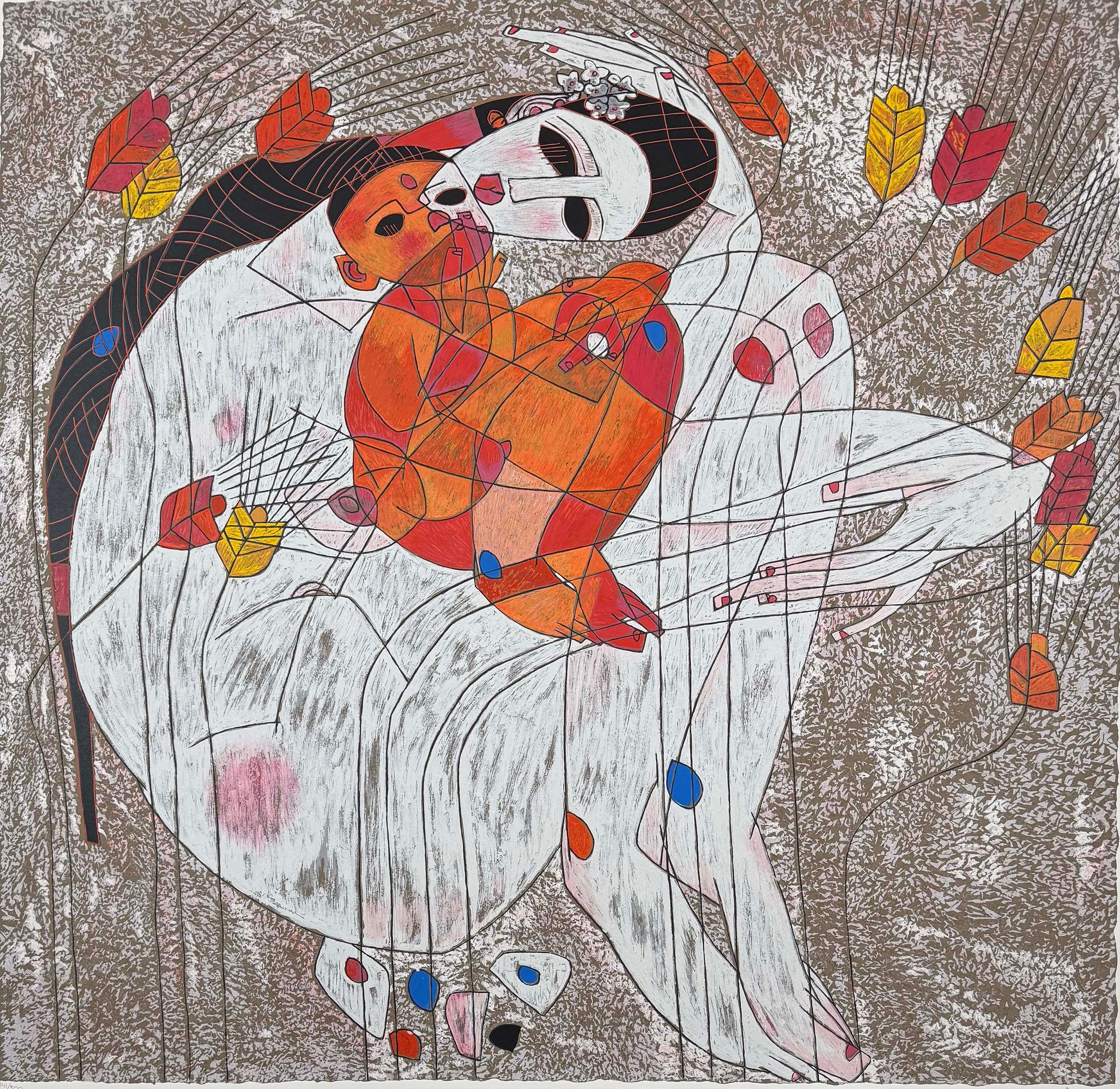 Portrait Print de Jiang Tie Feng - Madre e hijo, de Jiang Tie-Feng
