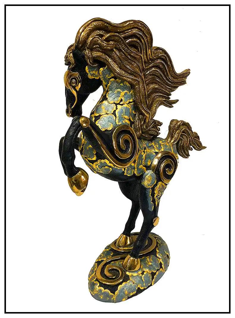 Jiang Tie Feng Original Bronze Tang Dynasty Horse Signed Chinese Modern Gold Art For Sale 2
