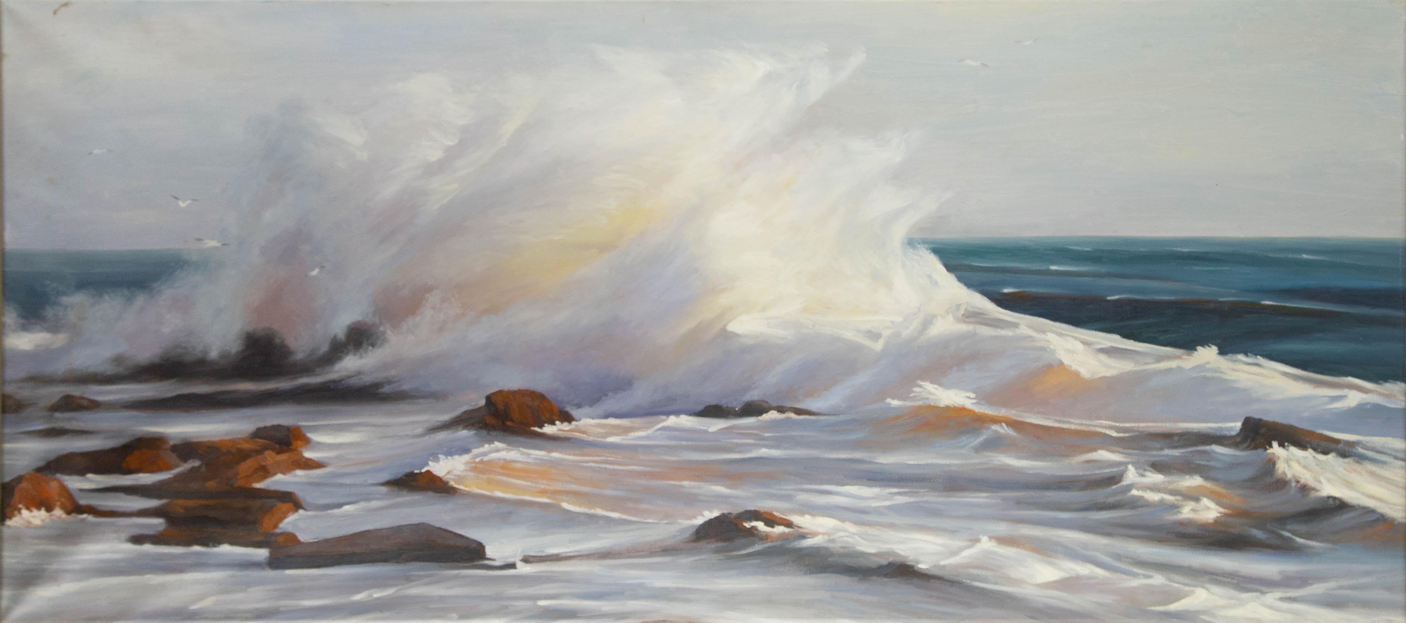 Jiangdong Li Wasserlandschaft Original Öl auf Leinwand "Die Meereswelle"