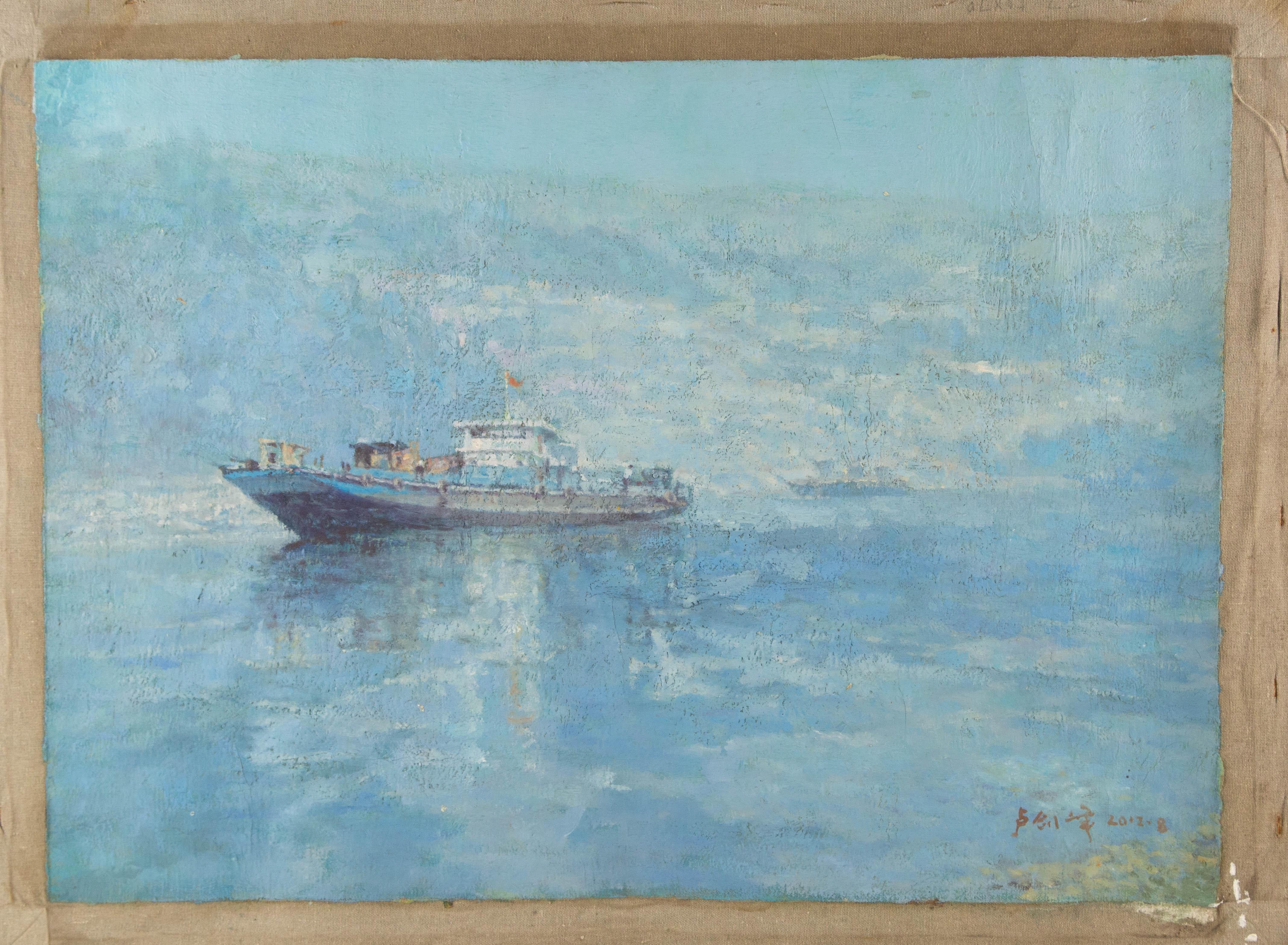 Jiangfeng Lu Waterscape Original Oil On Canvas 