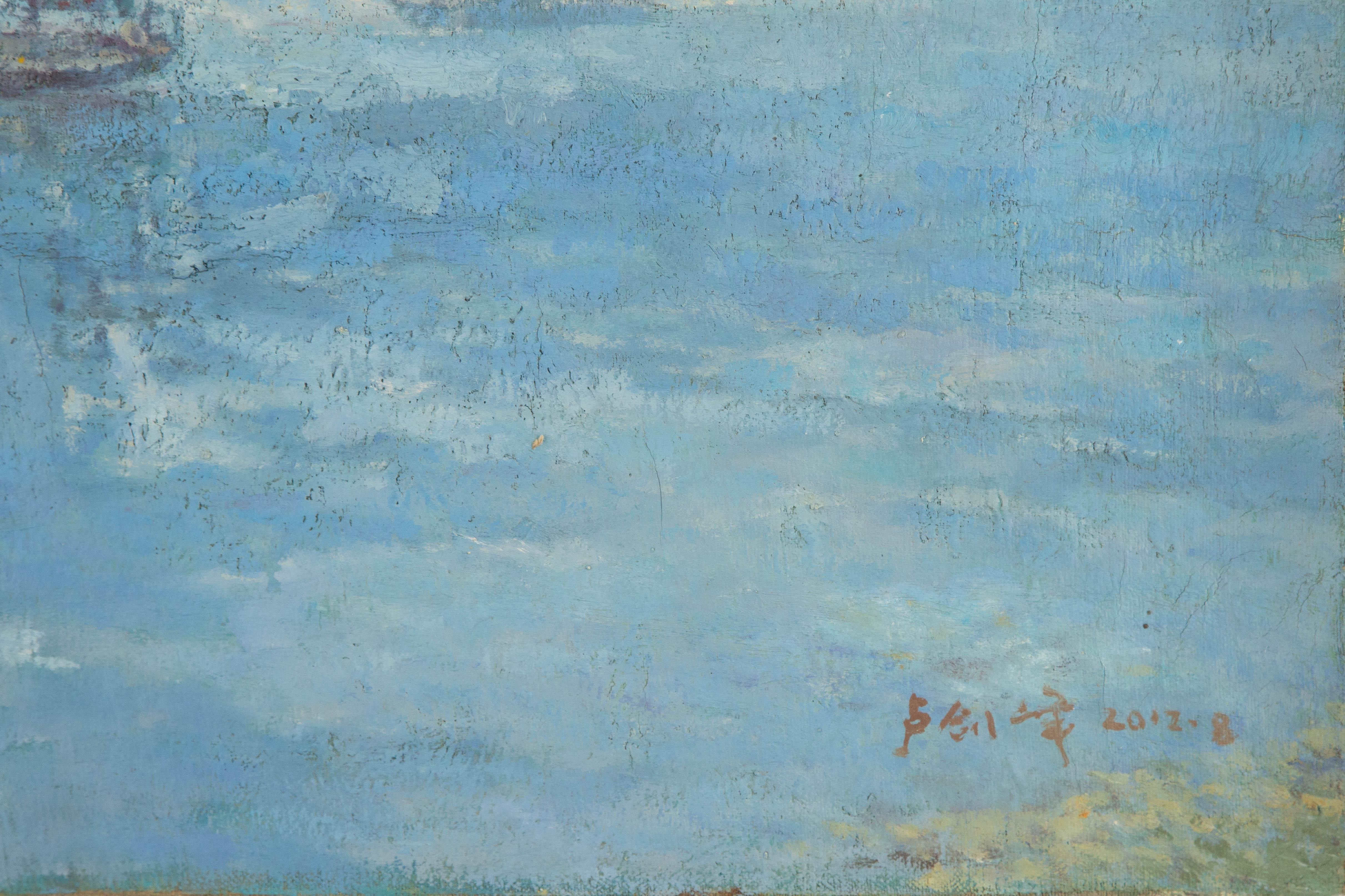 Jiangfeng Lu Waterscape Original Oil On Canvas 