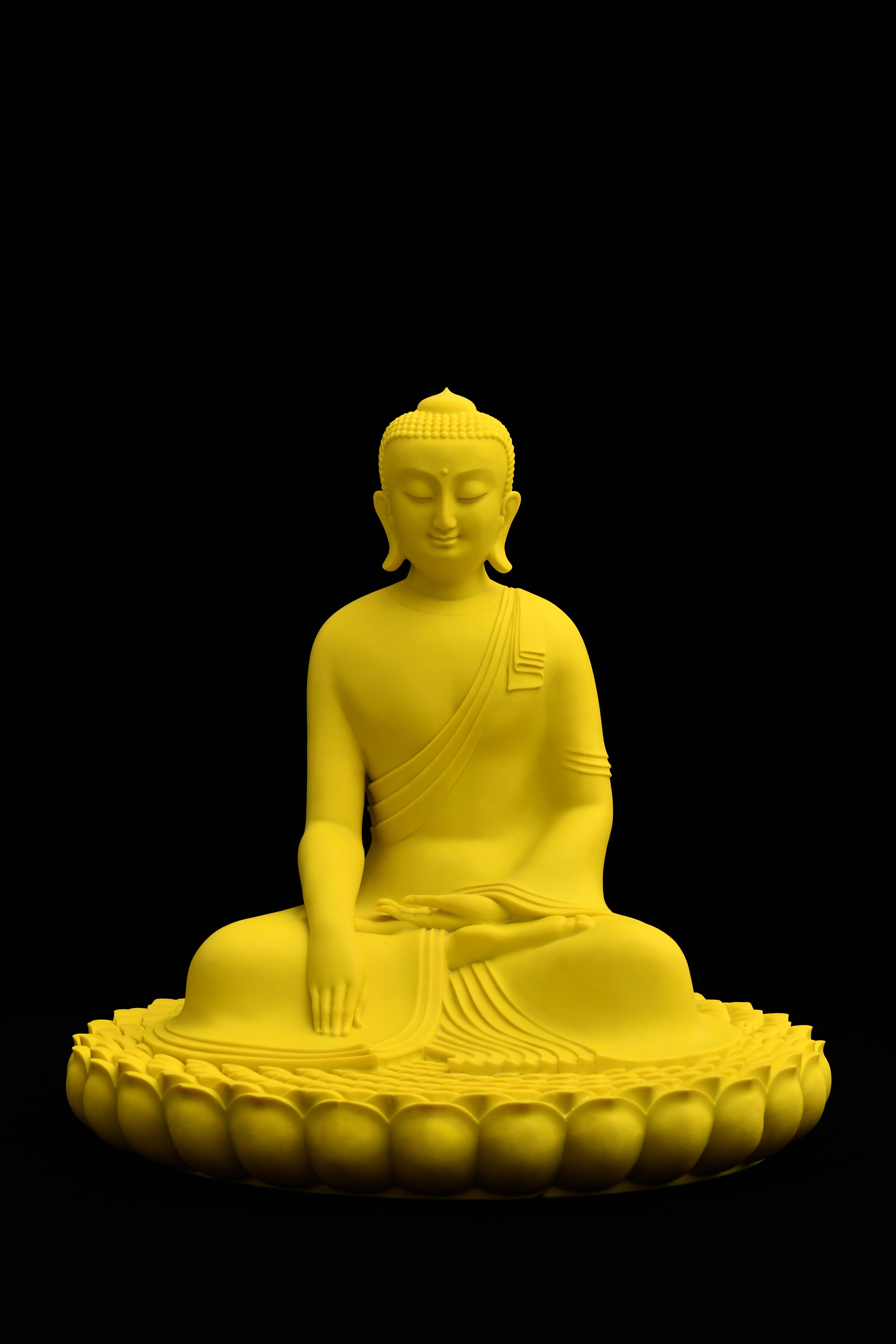 JIANGSHENG Abstract Sculpture -  Buddhist art，Yellow-Colored Glaze Sitting Sakyamuni
