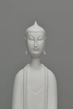 Modernes modernes weißes Porzellan Sakyamuni in Meditation, 2017