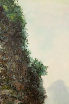 JianGuo Liu Landschaft, Original, Öl auf Leinwand, „RIver Between Mountain“