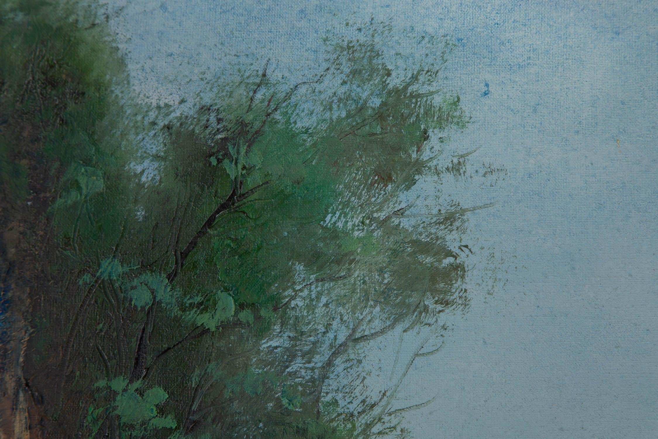 Huile sur toile d'origine impressionniste de Jianping Chen « Sketch-Small Path » (Le petit chemin) en vente 1