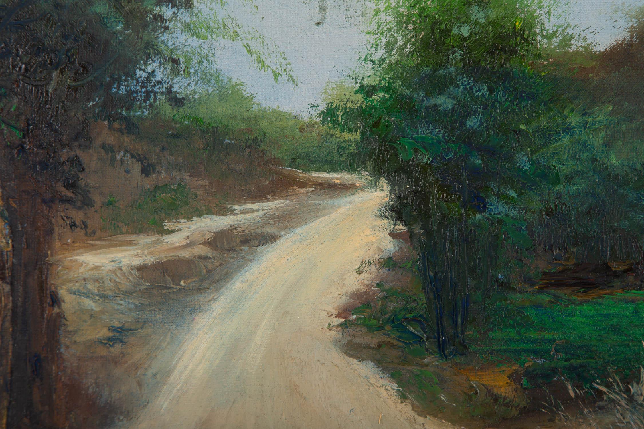 Huile sur toile d'origine impressionniste de Jianping Chen « Sketch-Small Path » (Le petit chemin) en vente 3