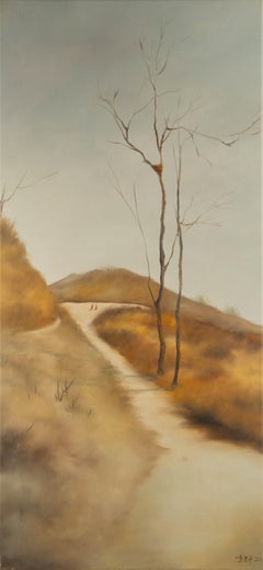 Jianping Chen Paisaje Original Óleo Sobre Lienzo "Fin del Otoño"