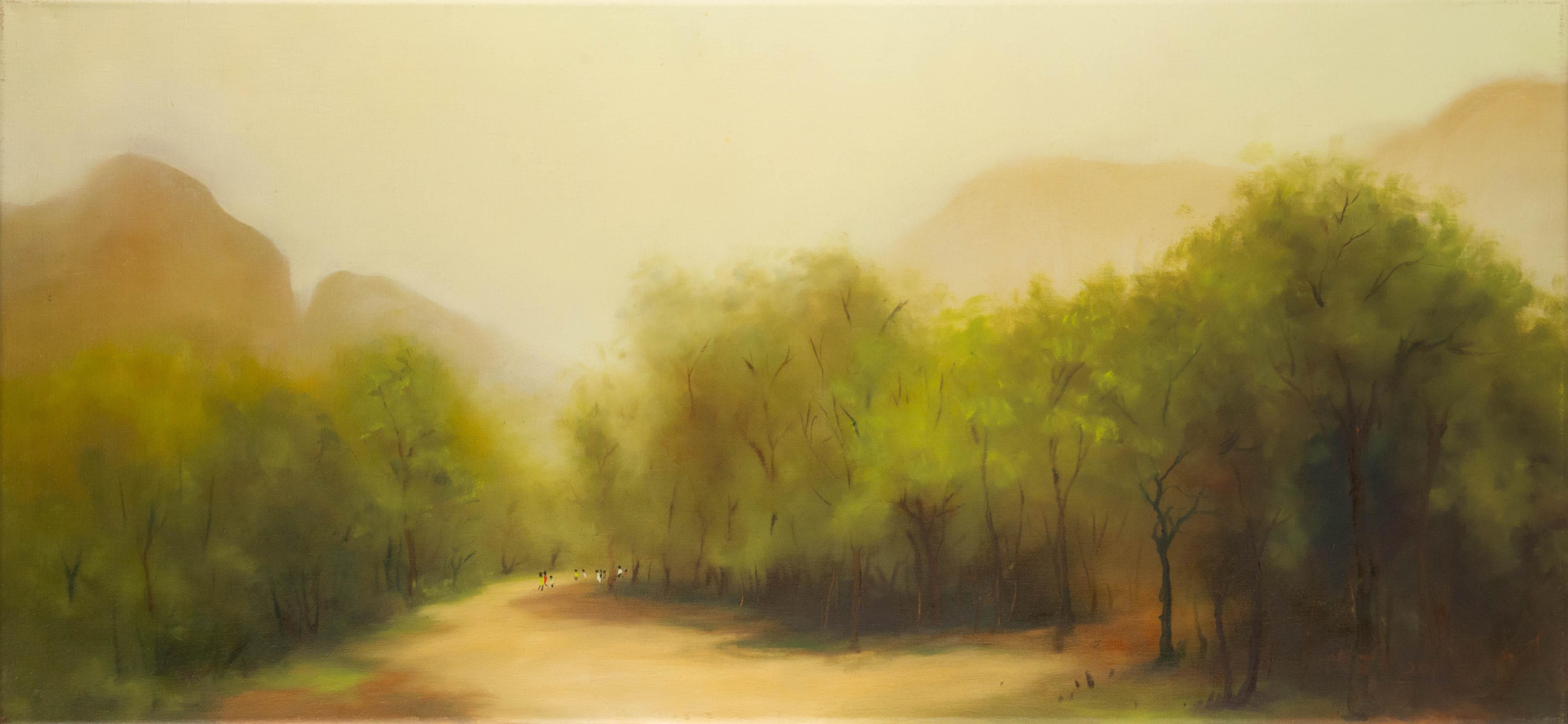  Título: Tarde brumosa
 Técnica: Óleo sobre lienzo
 Tamaño: 21 x 45 pulgadas
 Marco: Opciones de enmarcado disponibles
 Estado de conservación: El cuadro parece estar en excelentes condiciones.
 
 Año: 2014
 Artista: Jianping Chen
 Firma: Firmado
