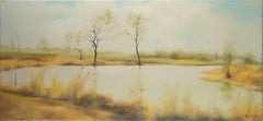 Jianping Chen Landscape Original Oil On Canvas "Unnamed Lake"