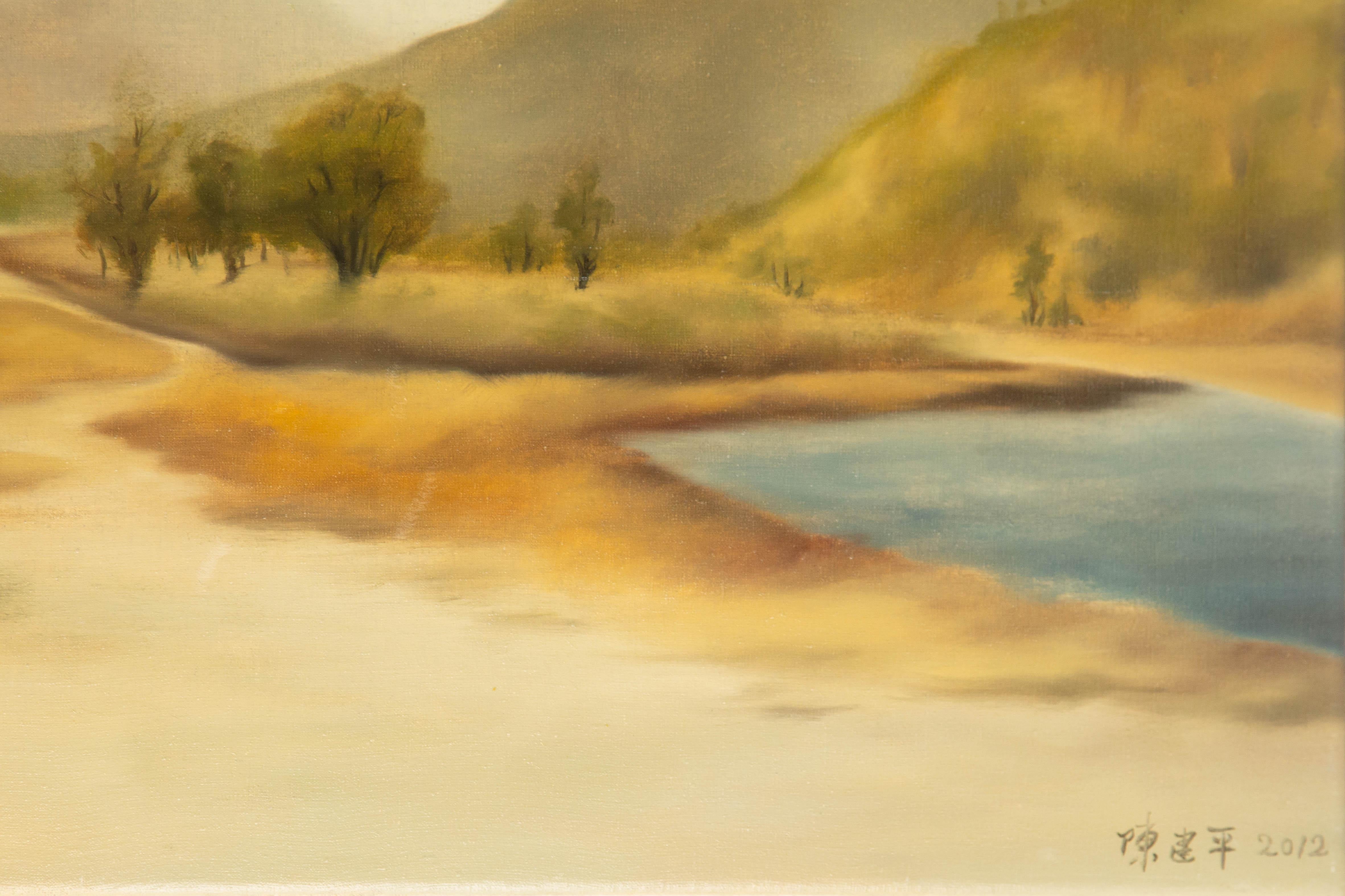 Jianping Chen Landscape Original Oil On Canvas 