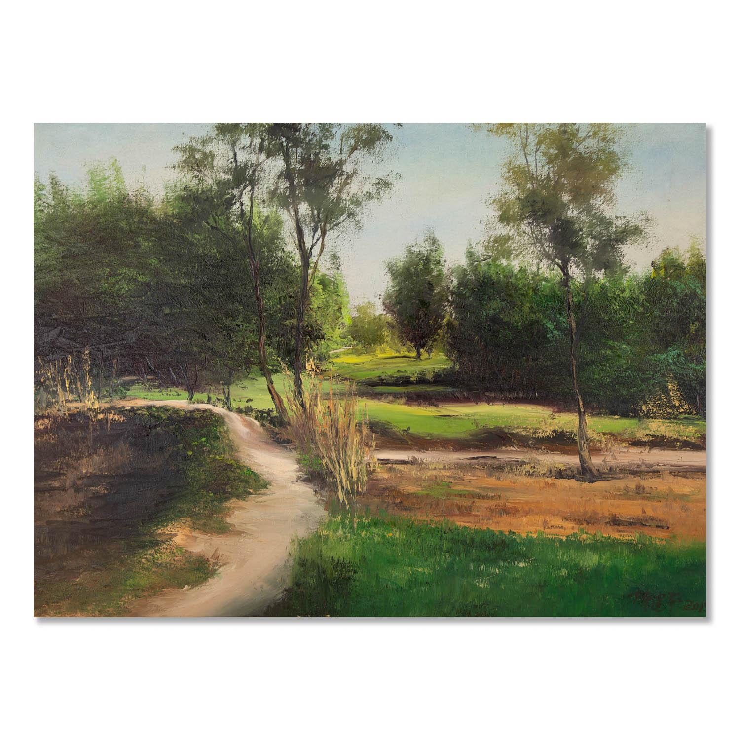 Jianping Chen Landscape Photograph - JIanping Chen Impressionist Original Oil On Canvas "At Village"