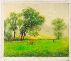 Jianping Lai Landscape Original Oil On Canvas "Meadow - Field"