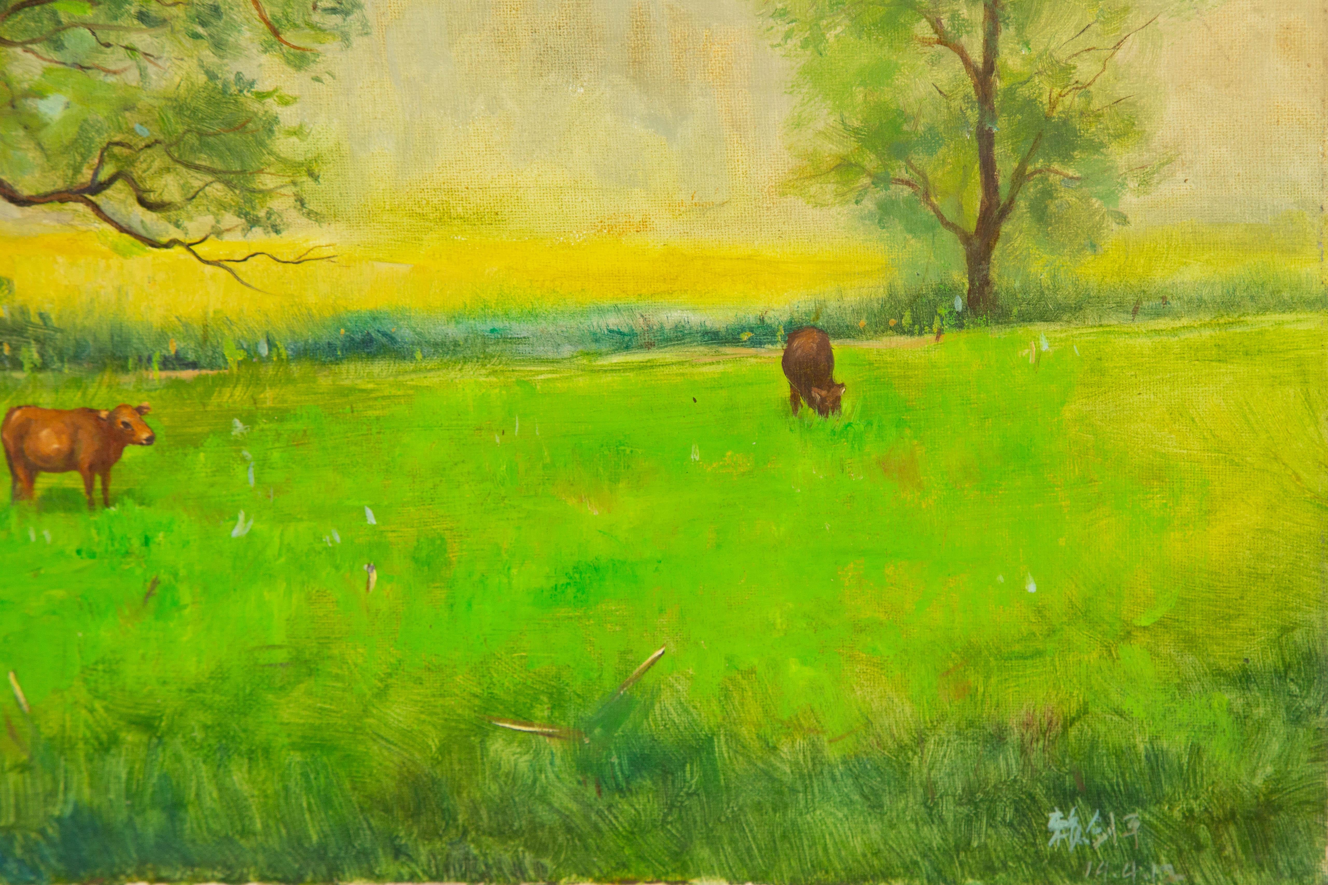 Jianping Lai Landschaft Original Öl auf Leinwand 