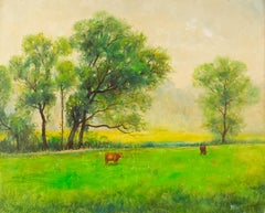 Jianping Lai Landschaft Original Öl auf Leinwand "Wiese - Feld"