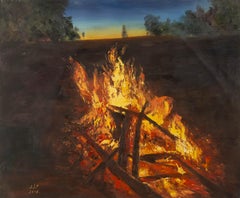 Jianping Lai Landscape Original Oil On Canvas "Warmth"