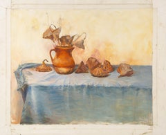 Jianping Lai Stillleben Original Öl auf Leinwand "Trockener Lotus"