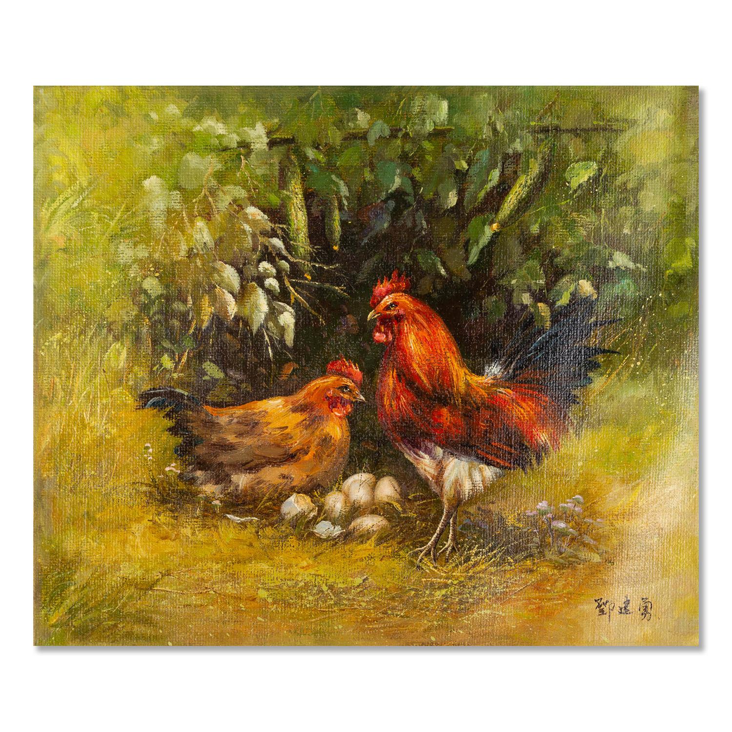 Jianyong Deng Tier Original Ölgemälde auf Leinwand „Protecting the Home“ im Angebot 1