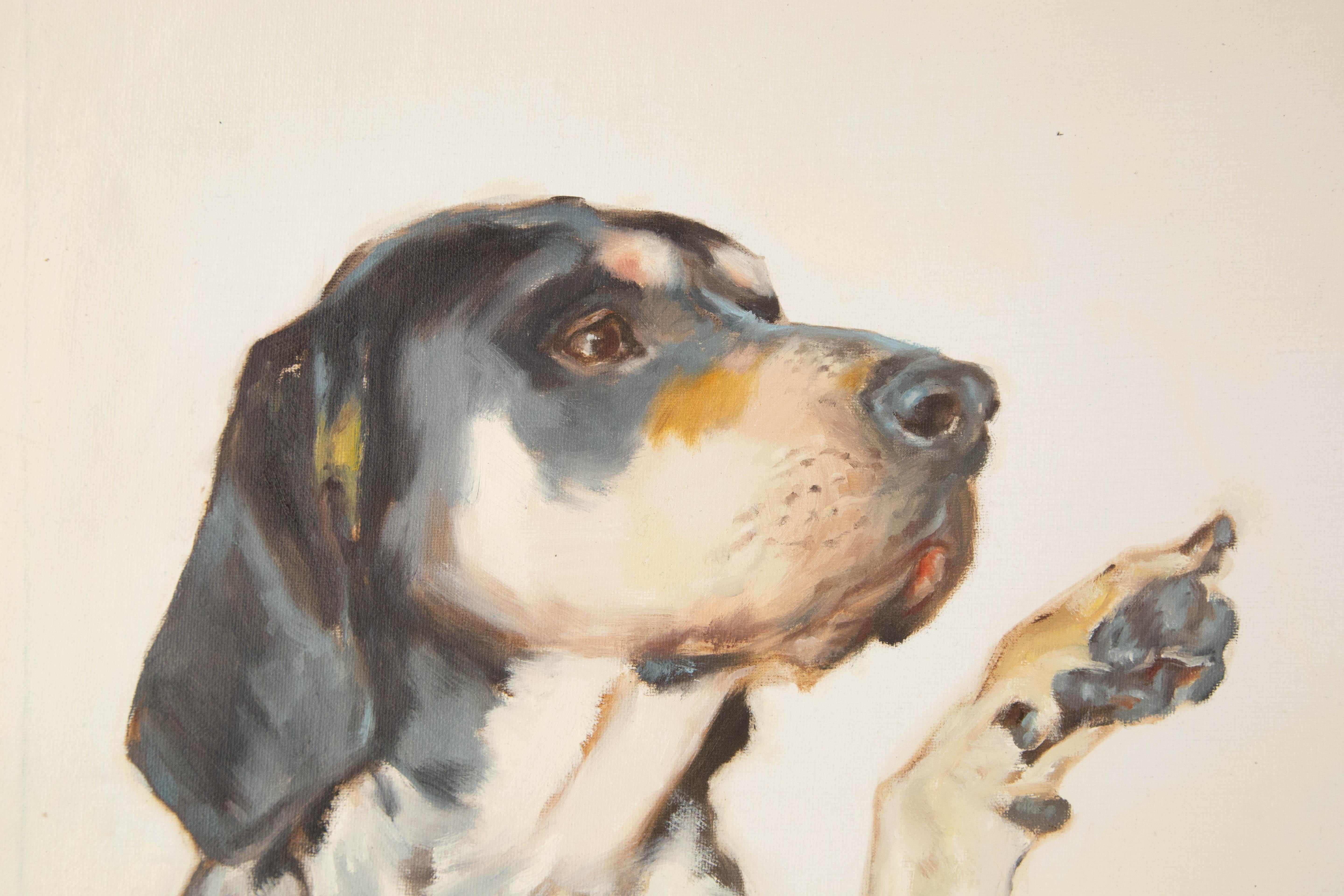 Huile sur toile originale d'un animal de Jiao Wang « Puppy's Family Series II » en vente 1