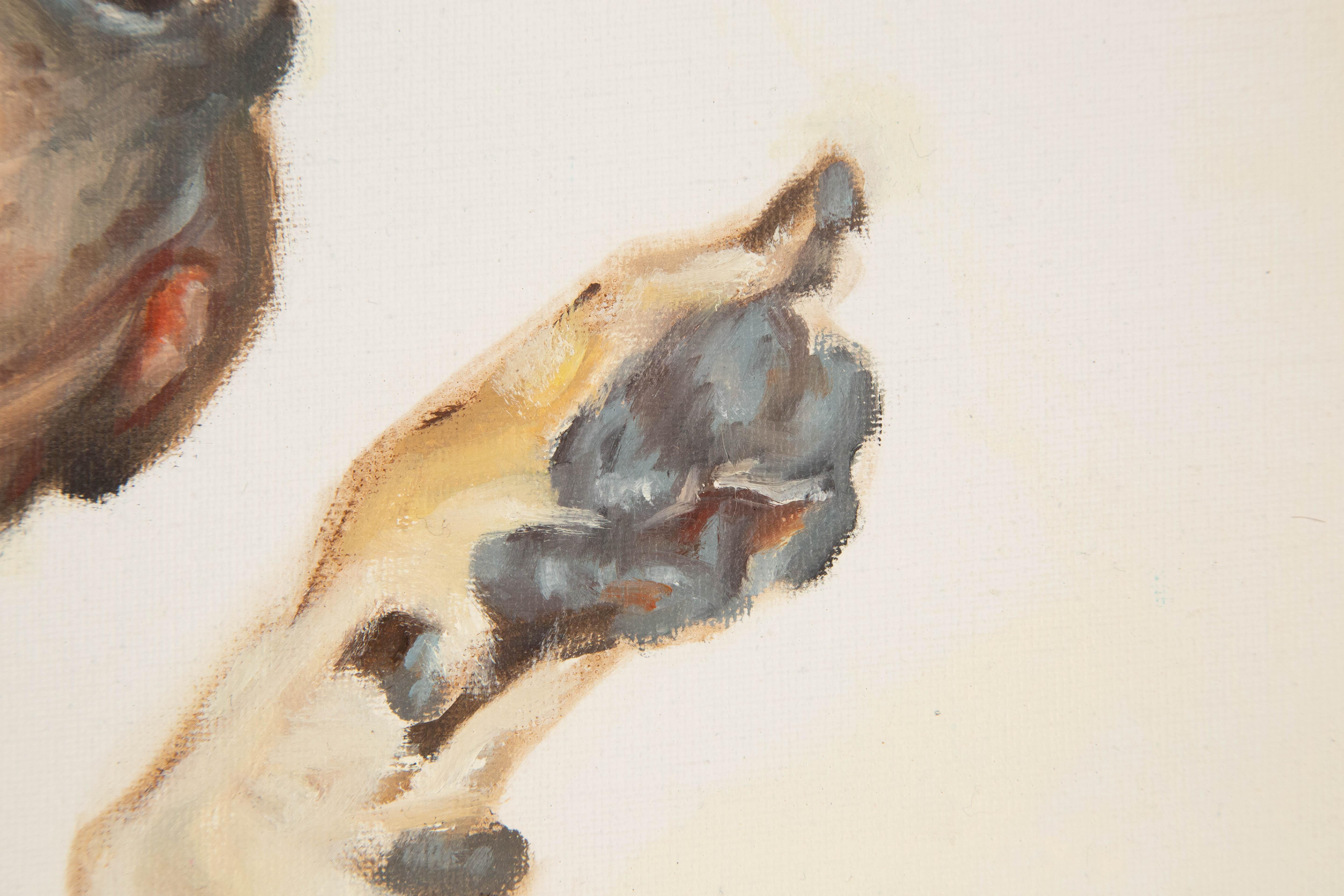 Huile sur toile originale d'un animal de Jiao Wang « Puppy's Family Series II » en vente 4