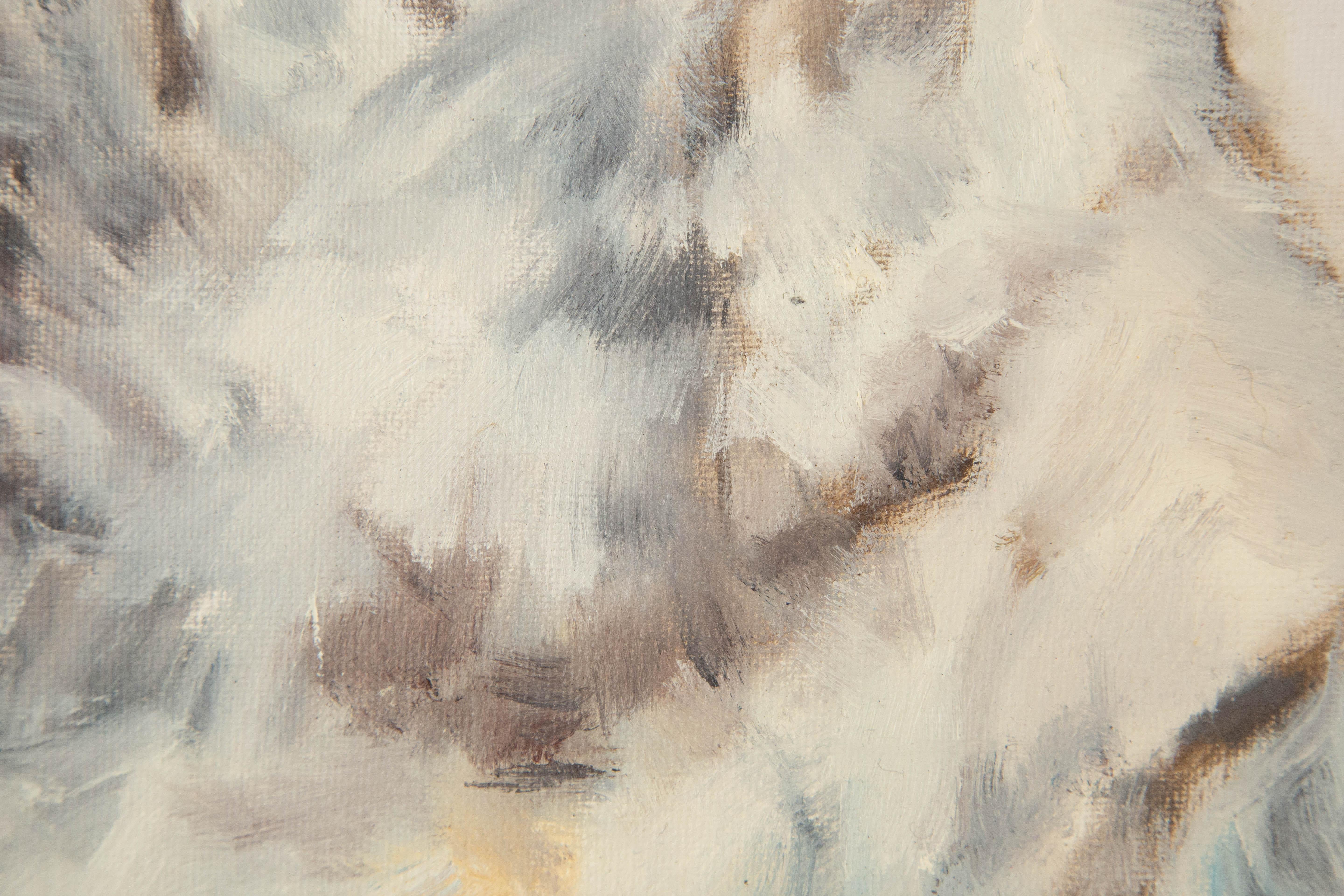 Huile sur toile originale d'un animal de Jiao Wang « Puppy's Family Series II » en vente 5