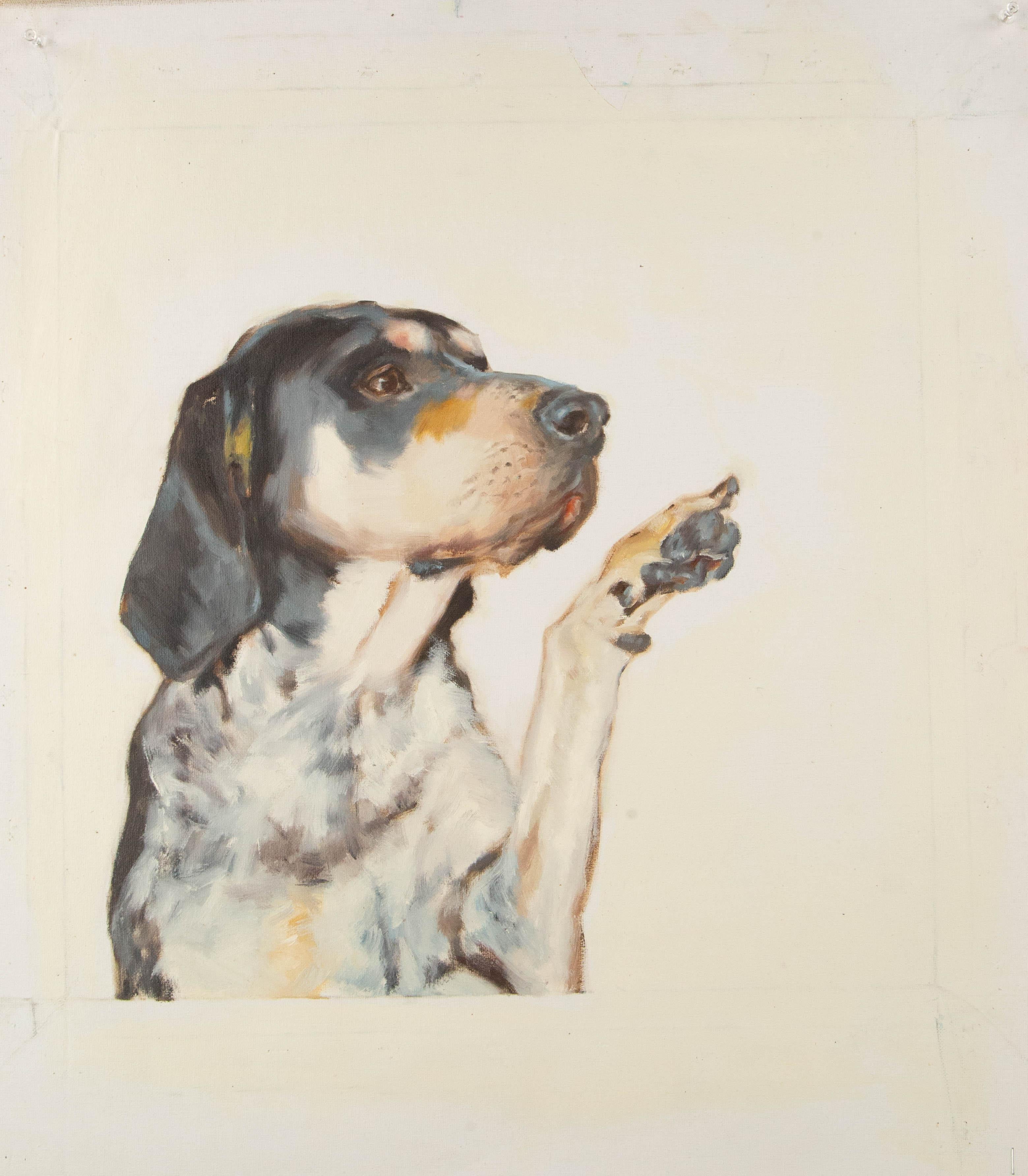 Huile sur toile originale d'un animal de Jiao Wang « Puppy's Family Series II » en vente 6